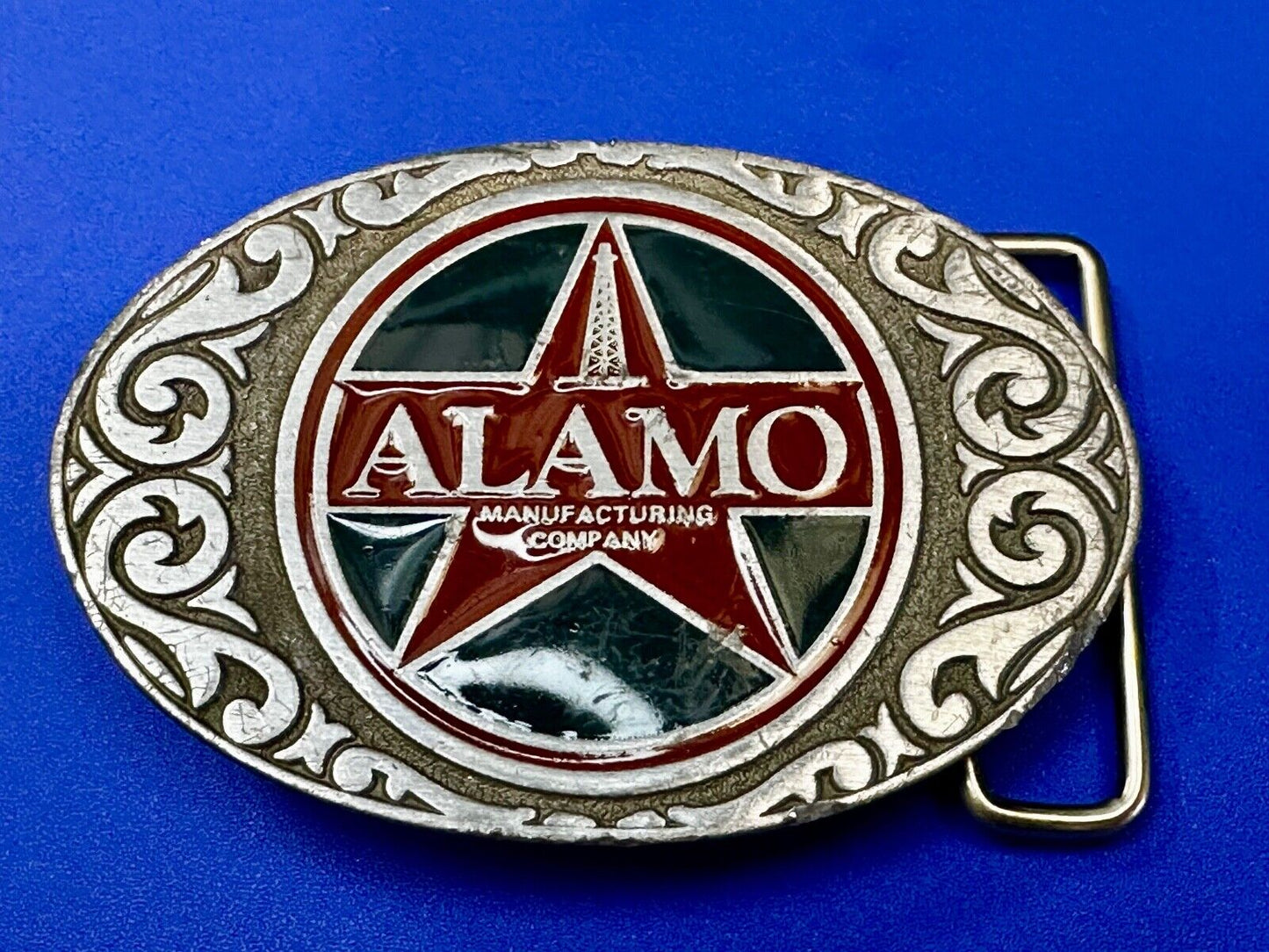 Alamo Oil Well Drilling Company Vintage Texas Star Vintage CD-Hit Belt Buckle