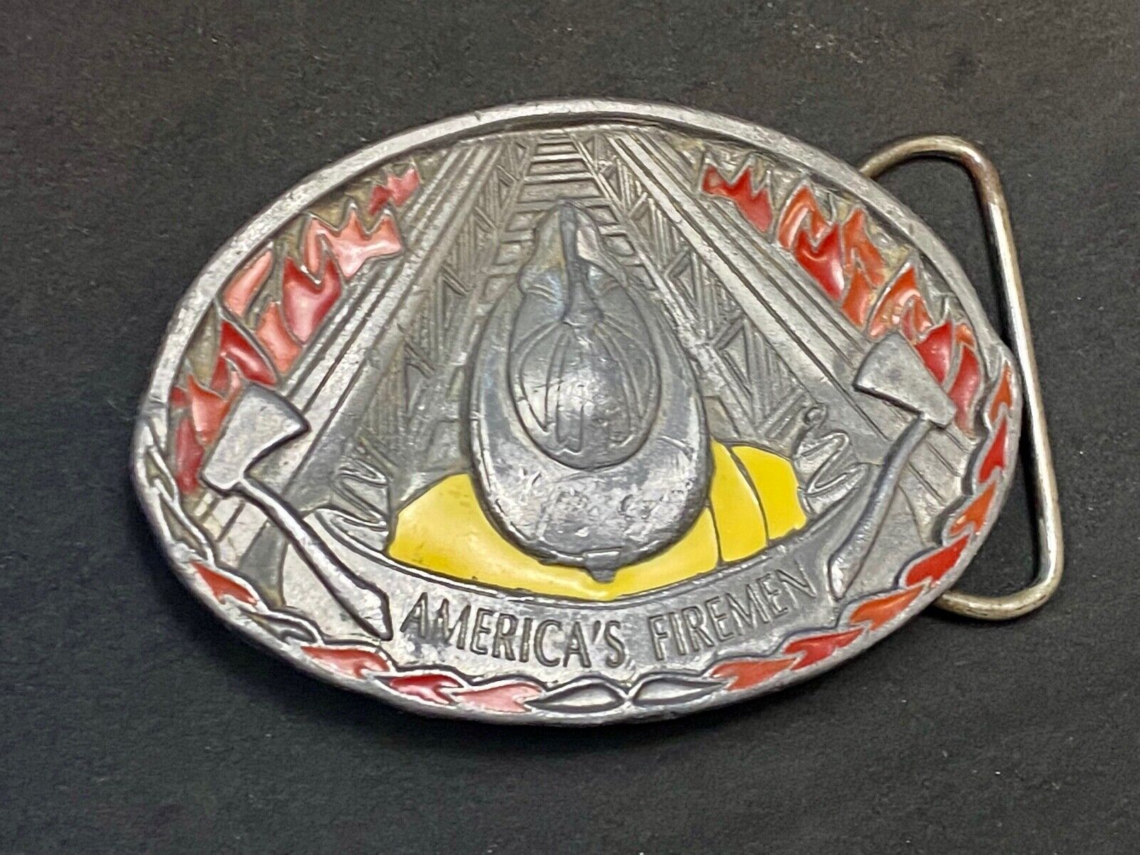Americas Fireman Fire Department C+J Vintage Commemorative Belt Buckle