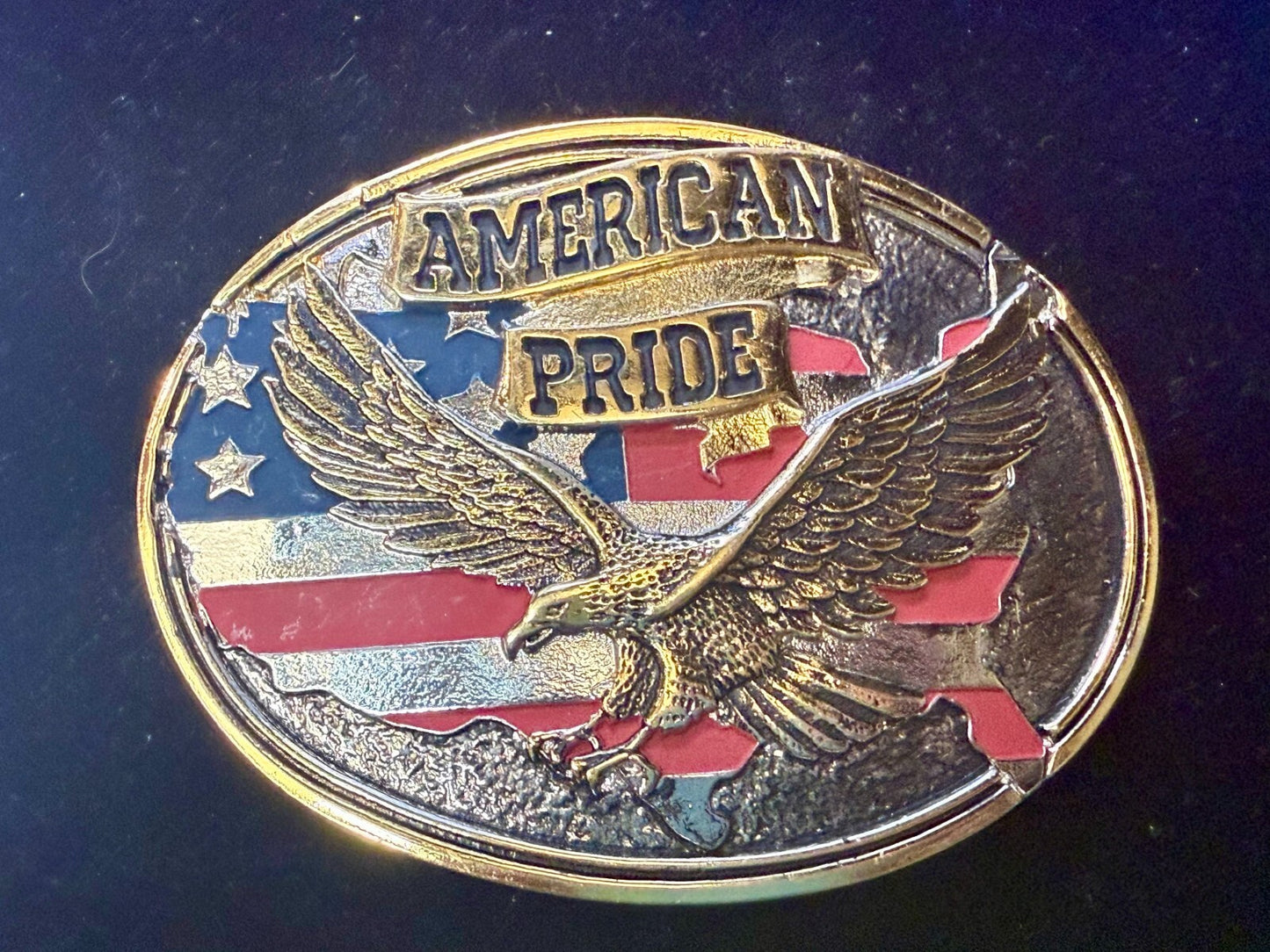 American Pride - Patriotic USA United States Flag and Eagle Western Belt Buckle