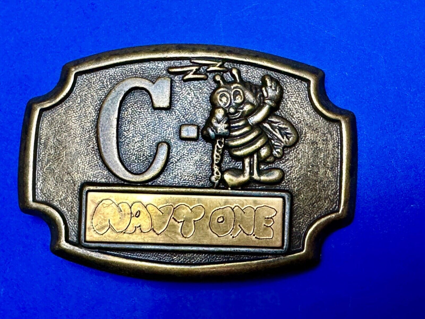 U.S. NAVY SEABEE Letter and Animal - COMBAT WARFARE HERO BELT BUCKLE