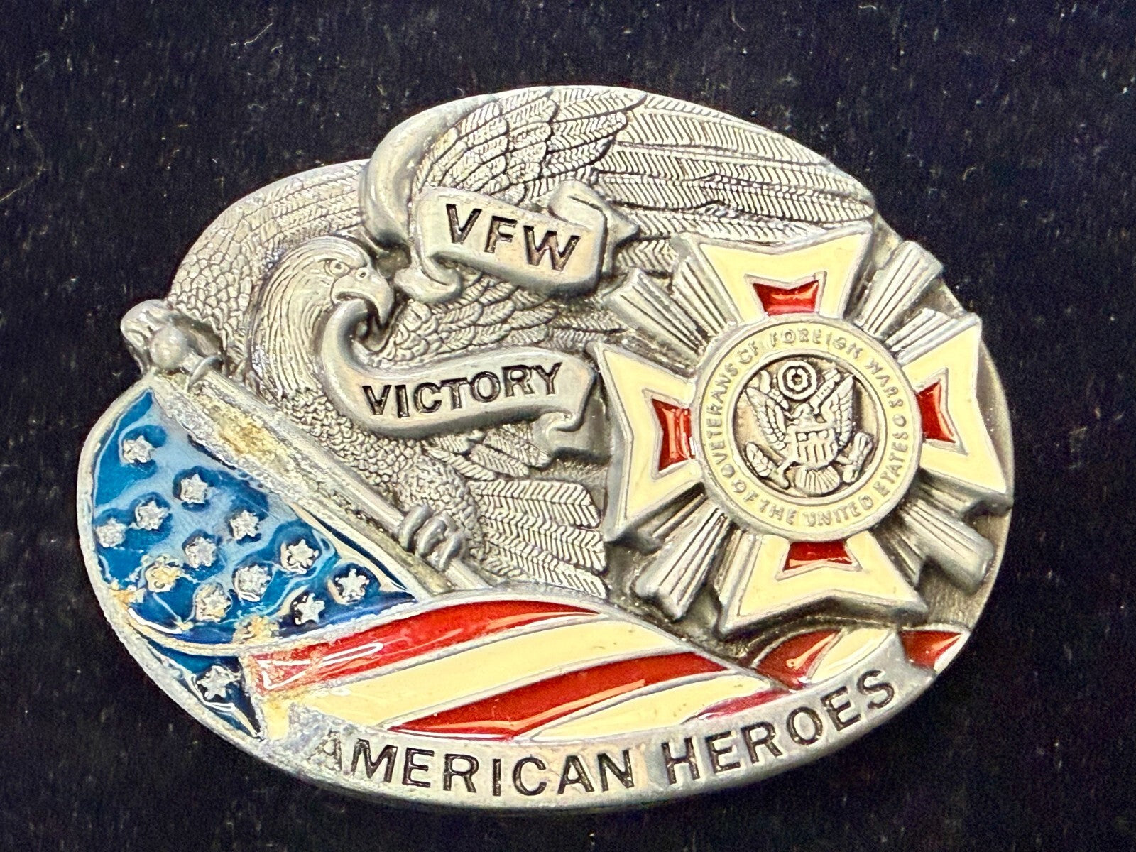 VFW American Heroes Veteran of Foreign War Victory US Flag  Belt Buckle