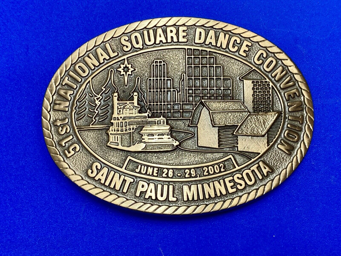 51st National Square Dance Convention belt buckle  Saint Paul Minnesota, 2002
