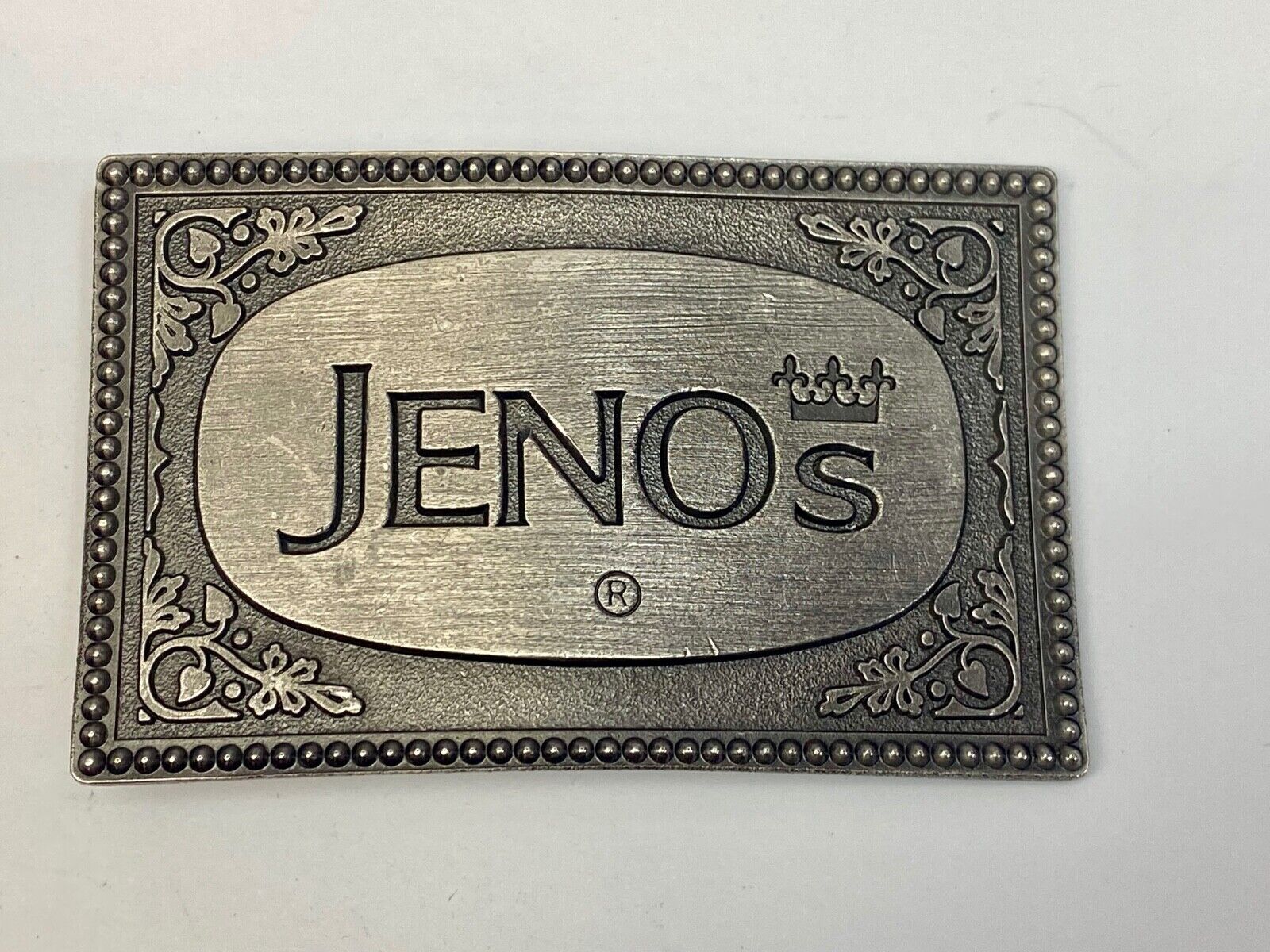 Vintage Jeno's Pizza Rolls Belt Buckle Junk Food Lewis Frozen Dorm Jenos 
