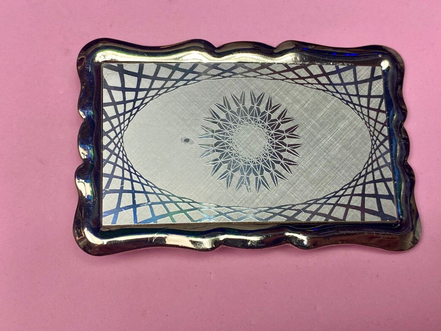 Vintage Etched Star Western Burst Pattern Fine Line Snowflake Belt Buckle 