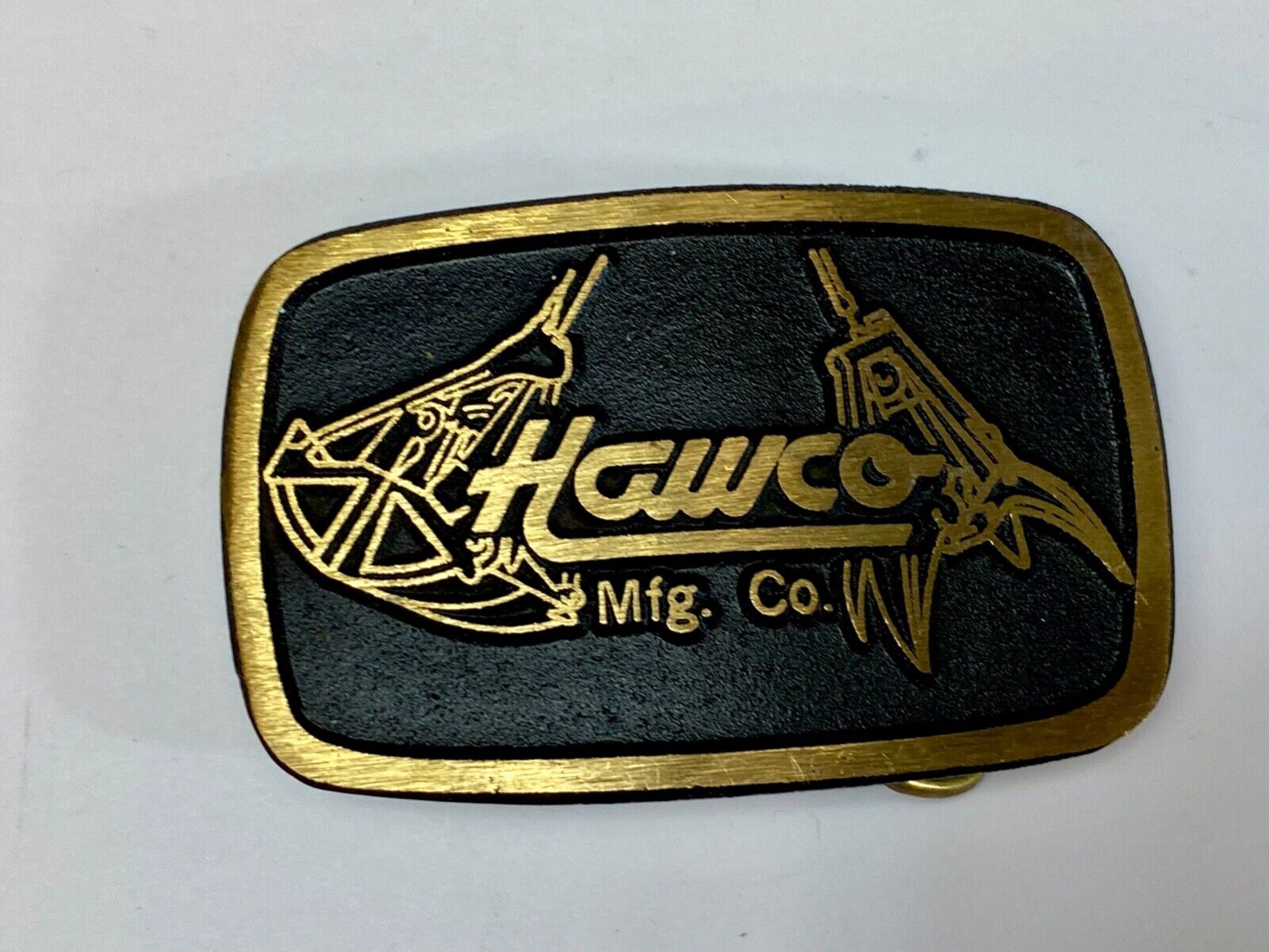 Vintage HAWCO MFG Co solid brass Dynabuckle belt buckle