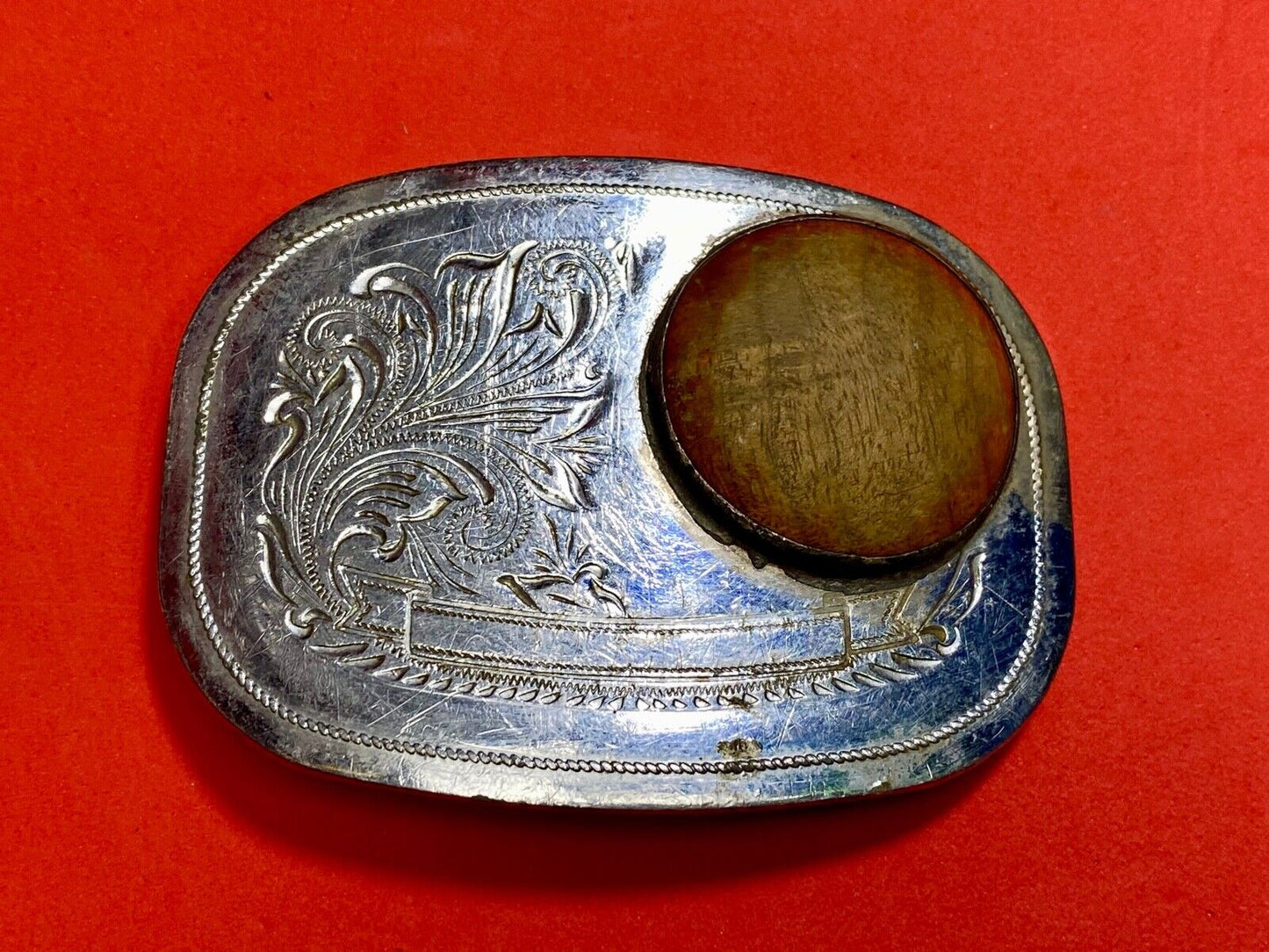 Very Different Wood Centerpiece On Western Flower Swirl Blank Ribbon Belt Buckle