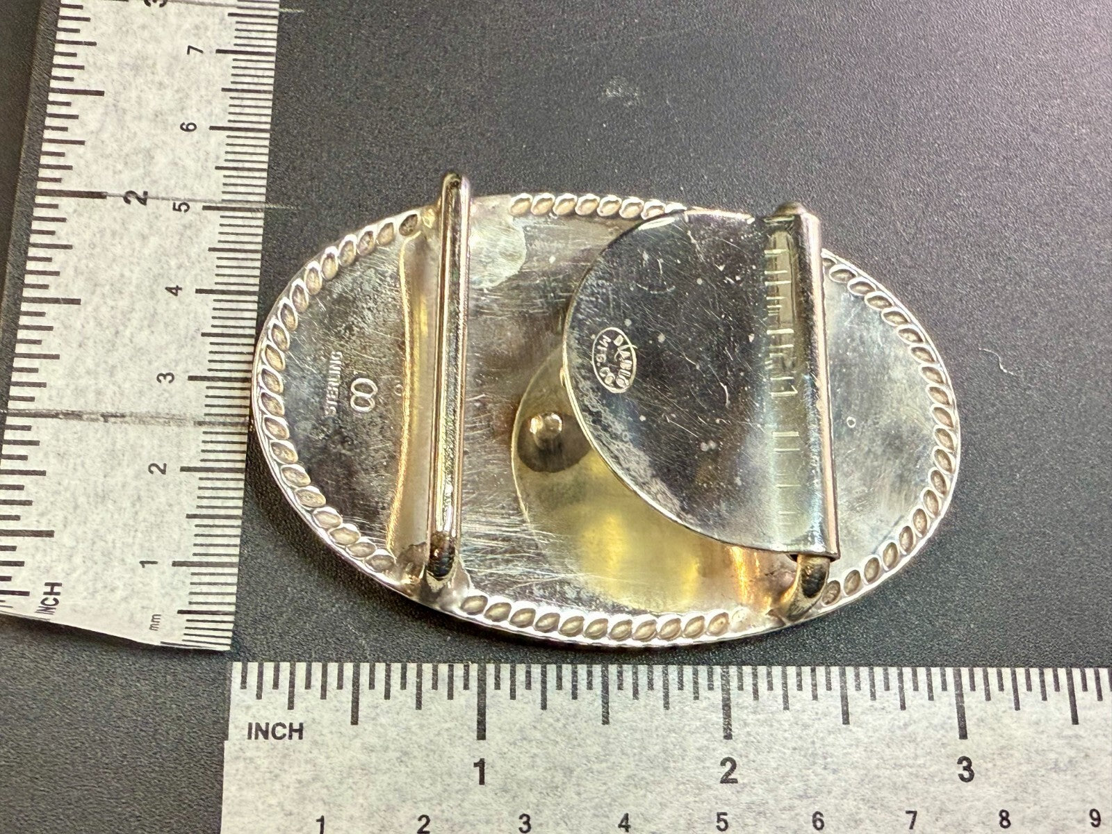 Vintage Diablo Sterling 8 Belt Buckle - Horseback cowboy   BEAUTIFUL