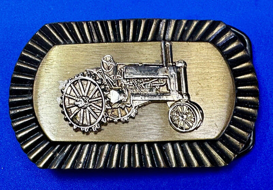 Vintage Farm Tractor Logo Retro Vibe Old Time Belt Buckle