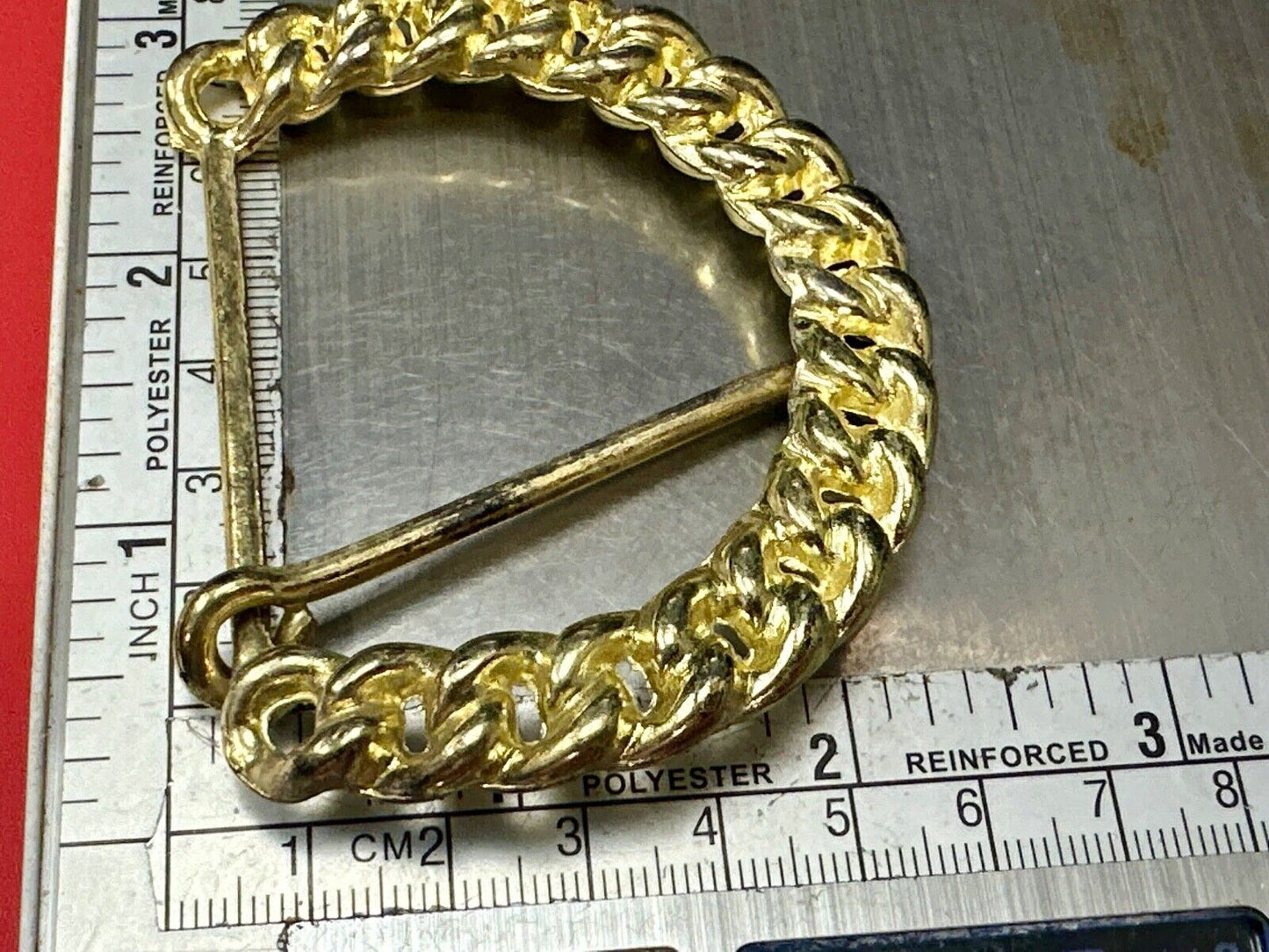 Vintage gold tone spiral or rope knot loop pattern replacement belt buckle