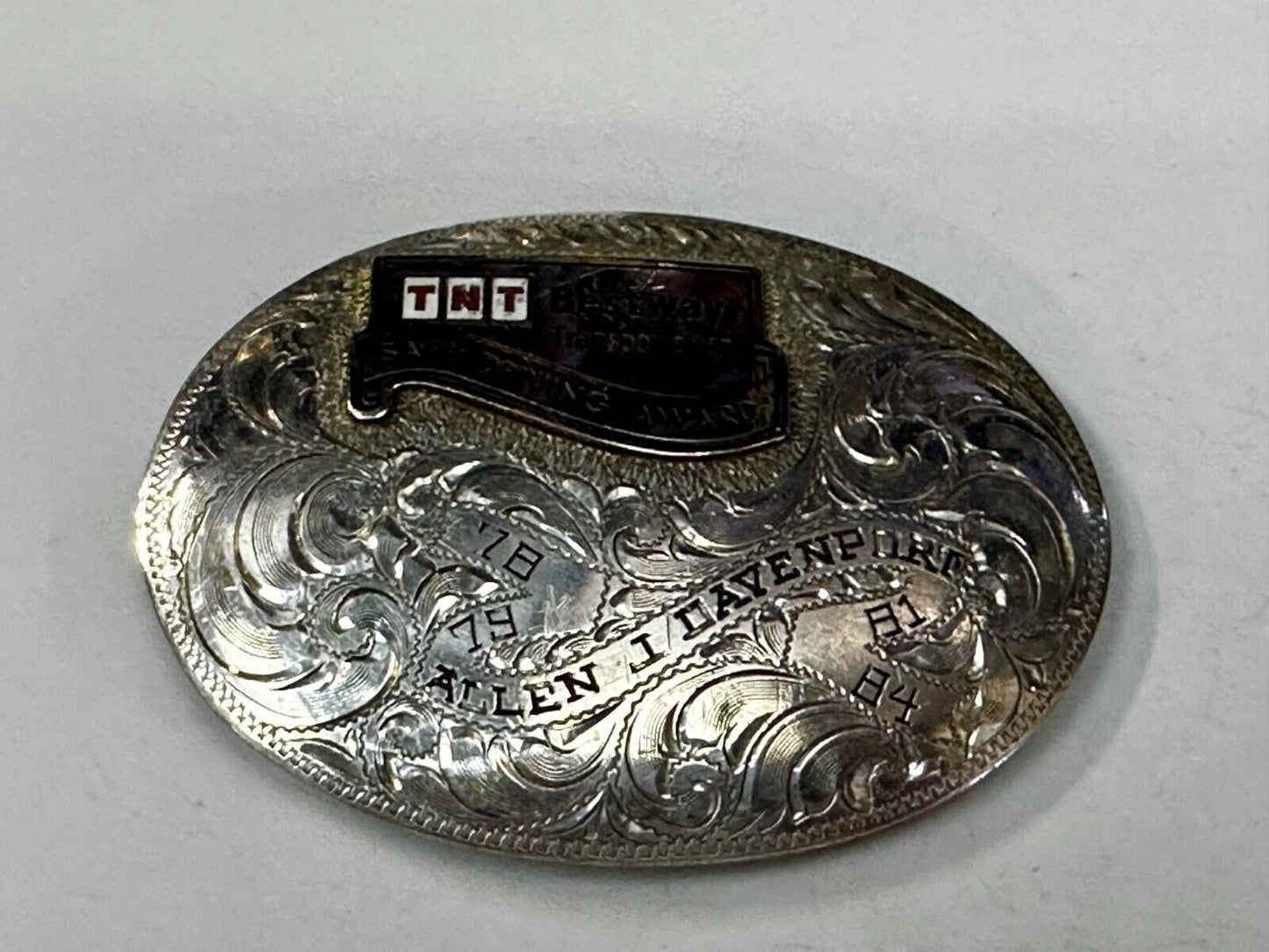 TNT Bestway Transportation Safe Driving Award Belt Buckle by BK Silversmiths