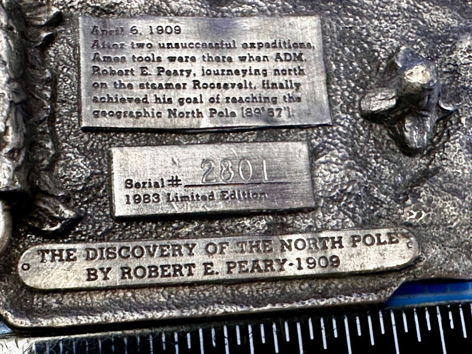 Ames Tools The Discovery of The North Pole by Robert E. Peary 1909 Belt Buckle