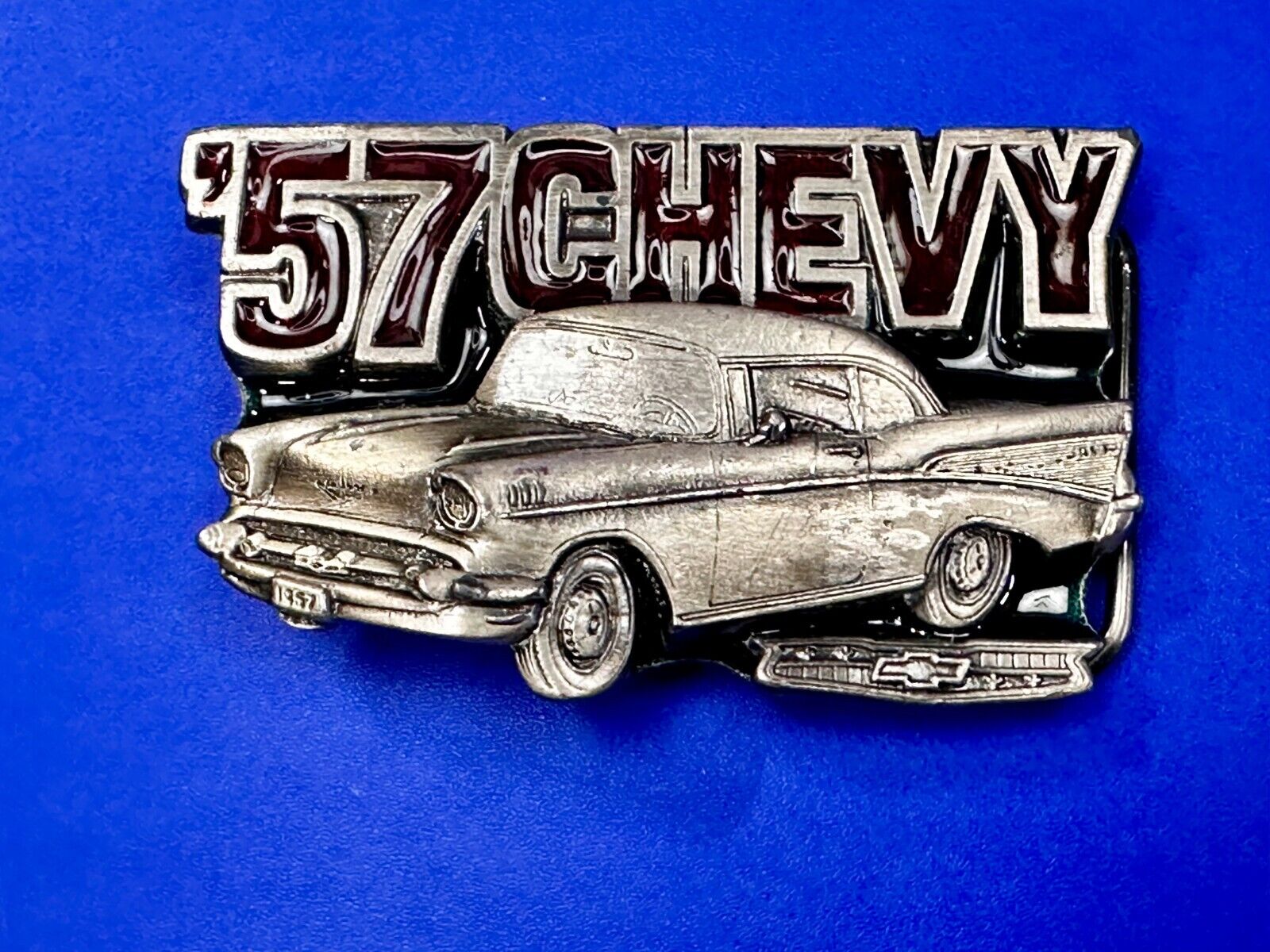 1957 Chevy Bel Air Belt Cutout Vtg 1989 Car Collector Belt Buckle Great American