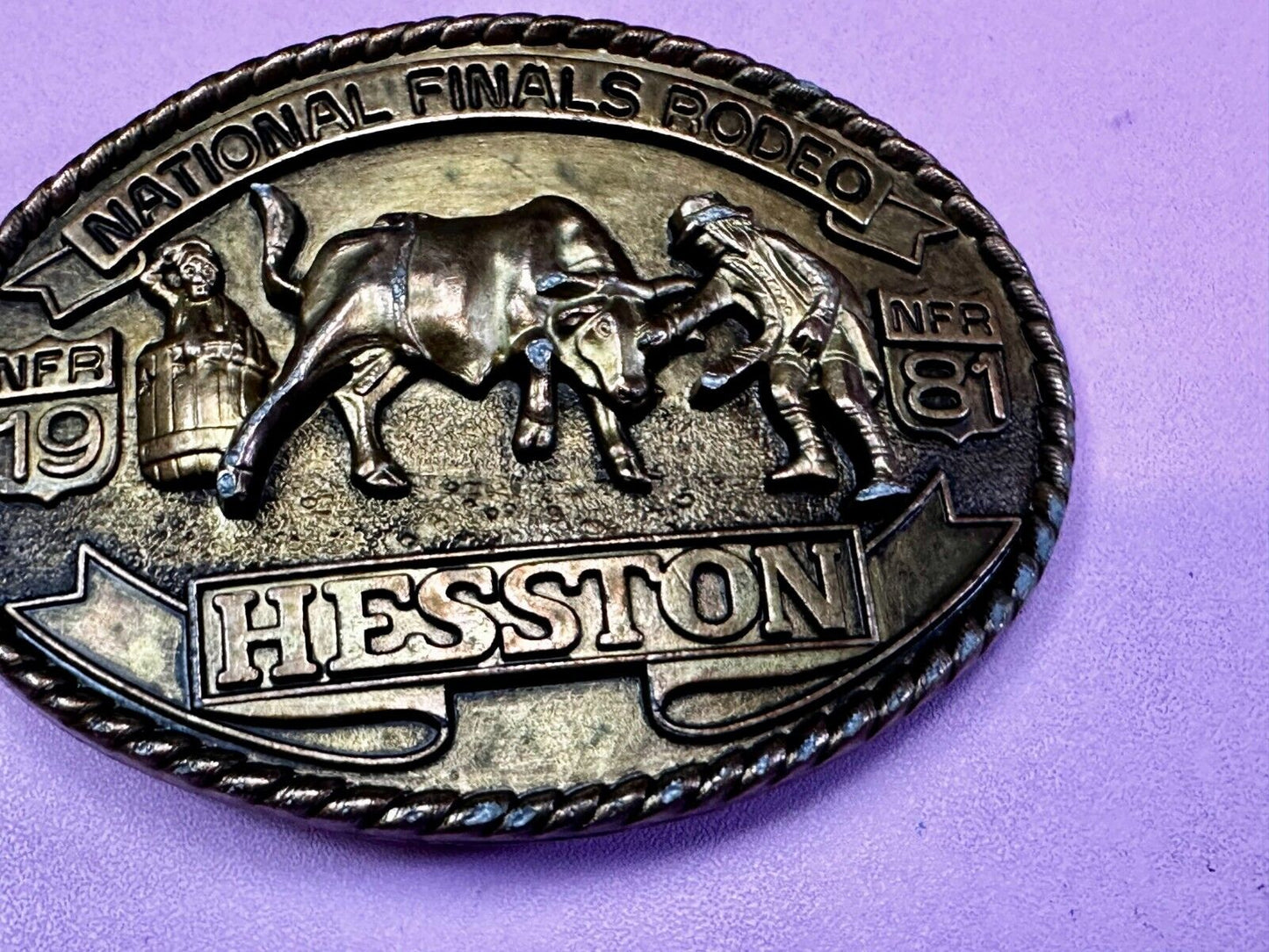 1981 Hesston NFR National Finals Rodeo Cowboys Western Belt Buckle