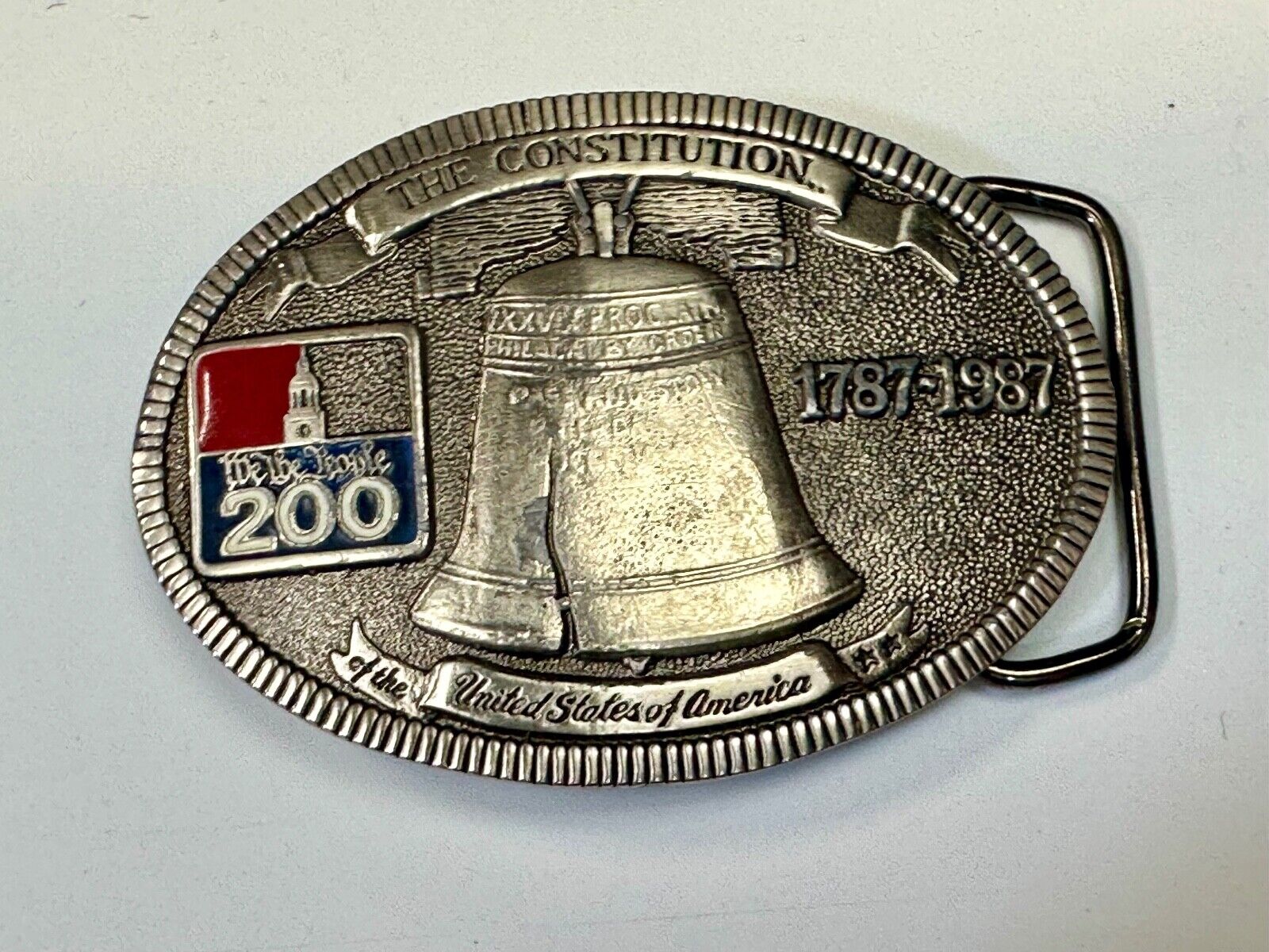 USA 200 year Celebration of the constitution Patriotic Liberty bell belt buckle