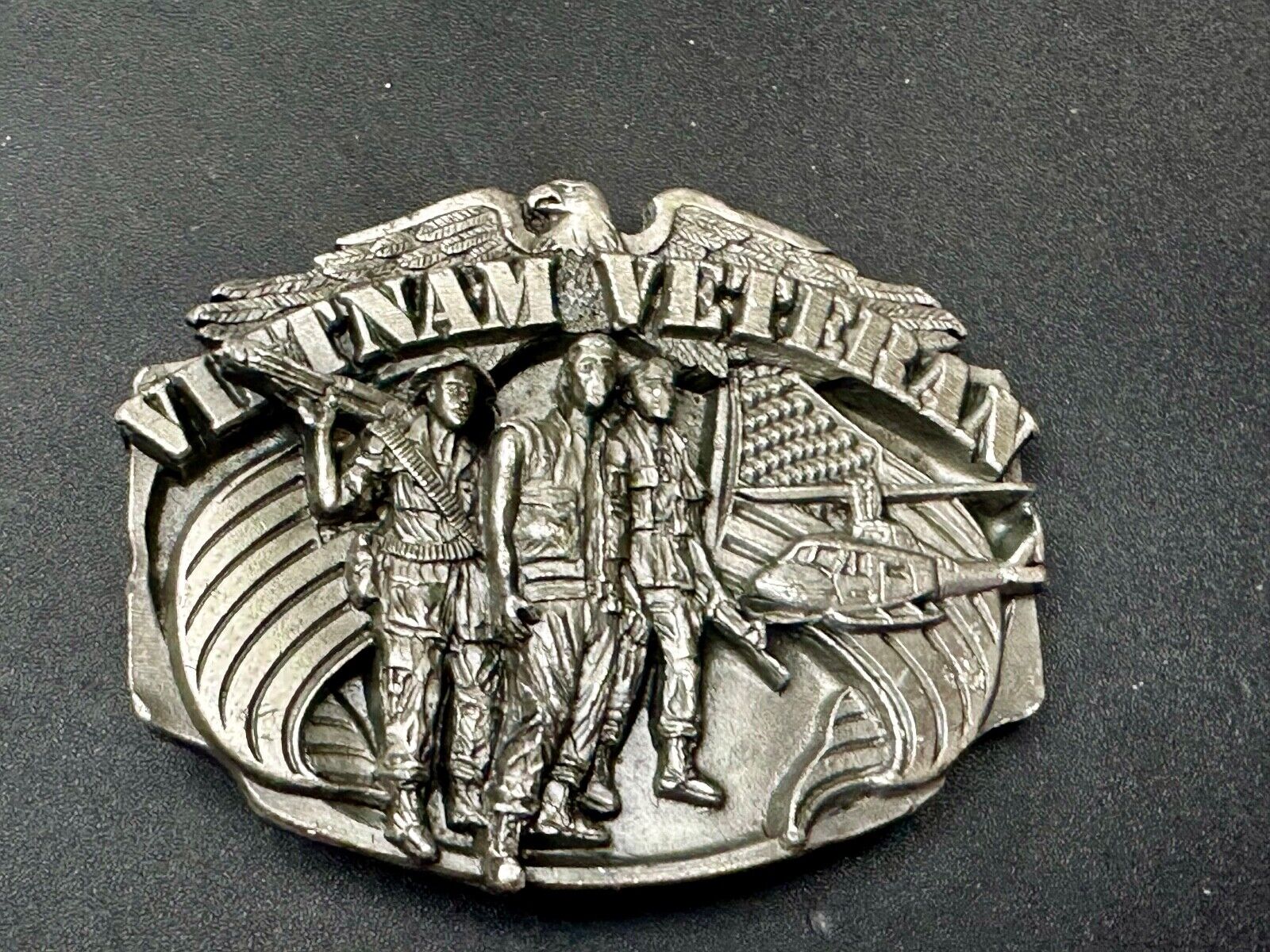 Vietnam Veterans Military Army Hero Vintage 1980's Pewter Siskiyou Belt Buckle