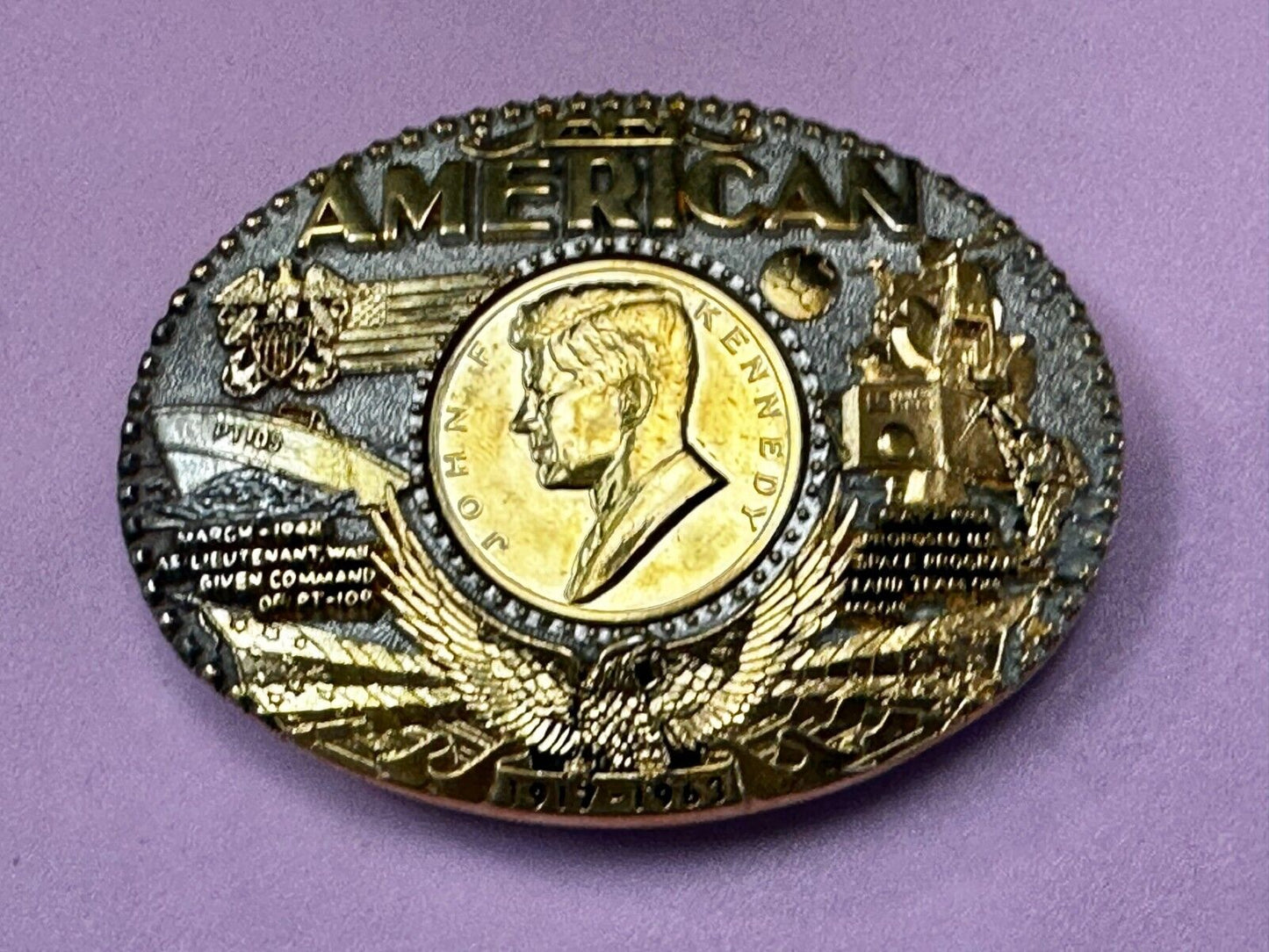 American John F Kennedy President Coin Belt Buckle First Edition #2173 ADM