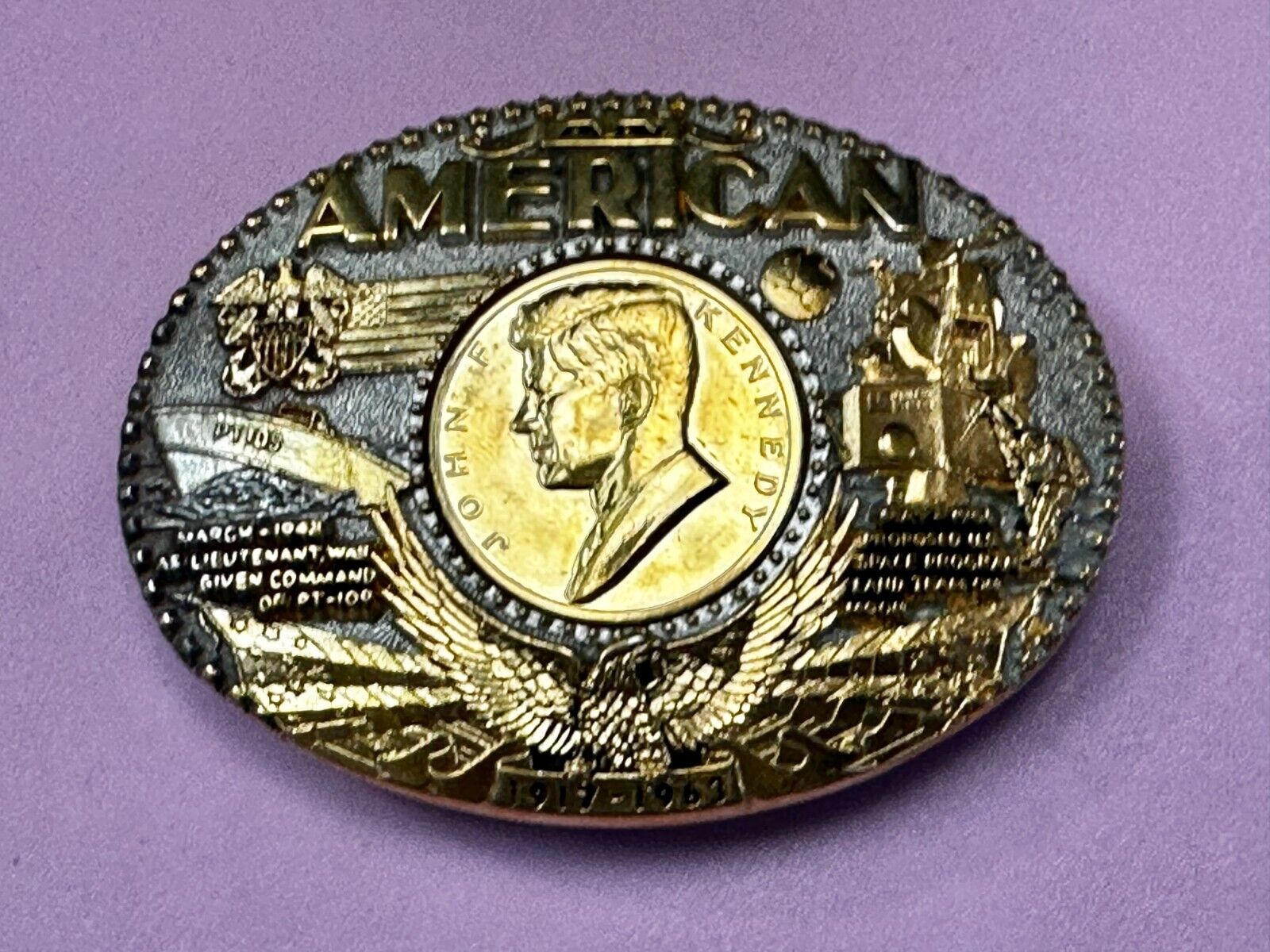 American John F Kennedy President Coin Belt Buckle First Edition #2173 ADM