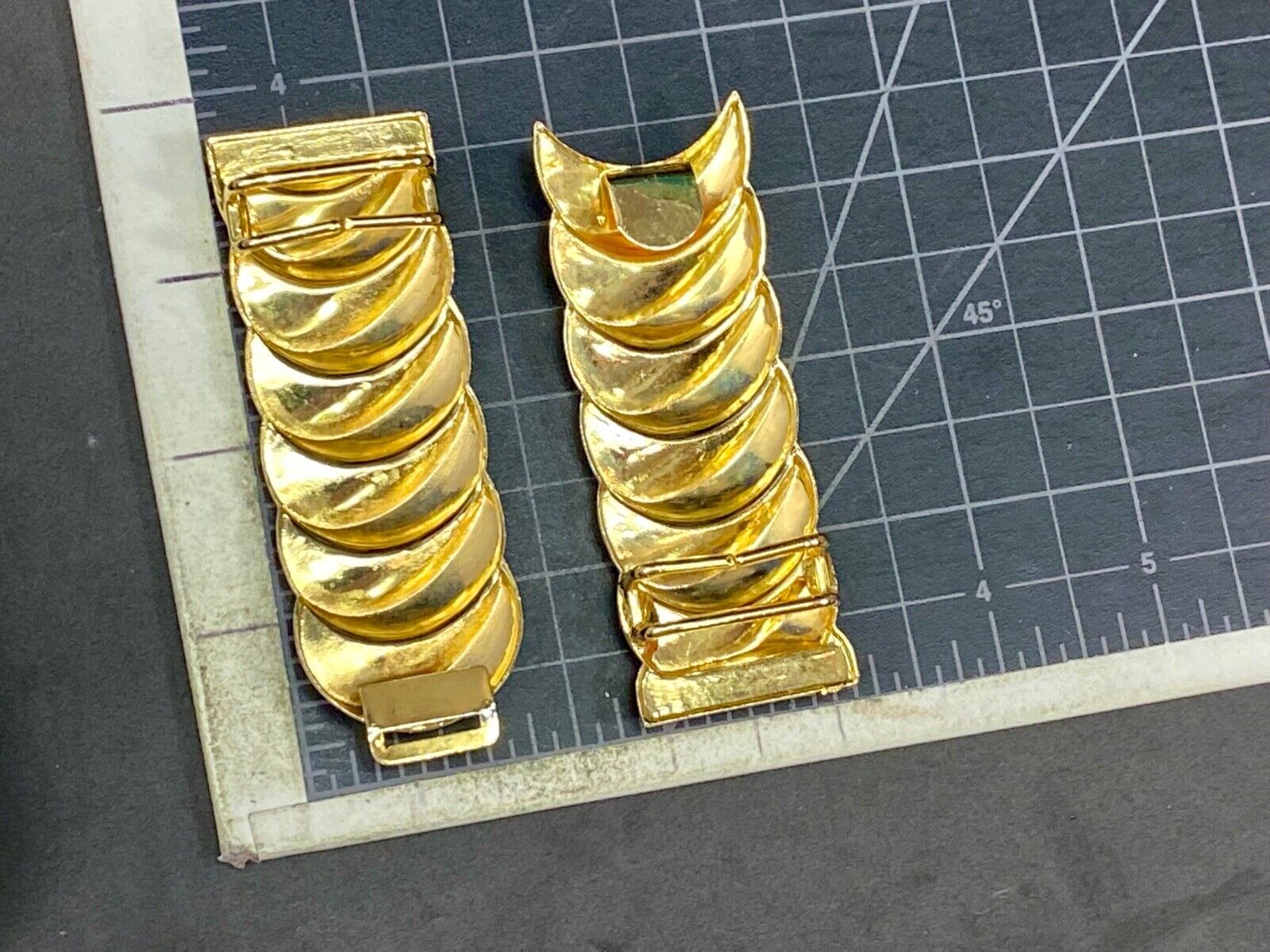 6.5" Wide! Gold Tone Interlocking Two Piece Scarf Belt Clips Tie Buckle 