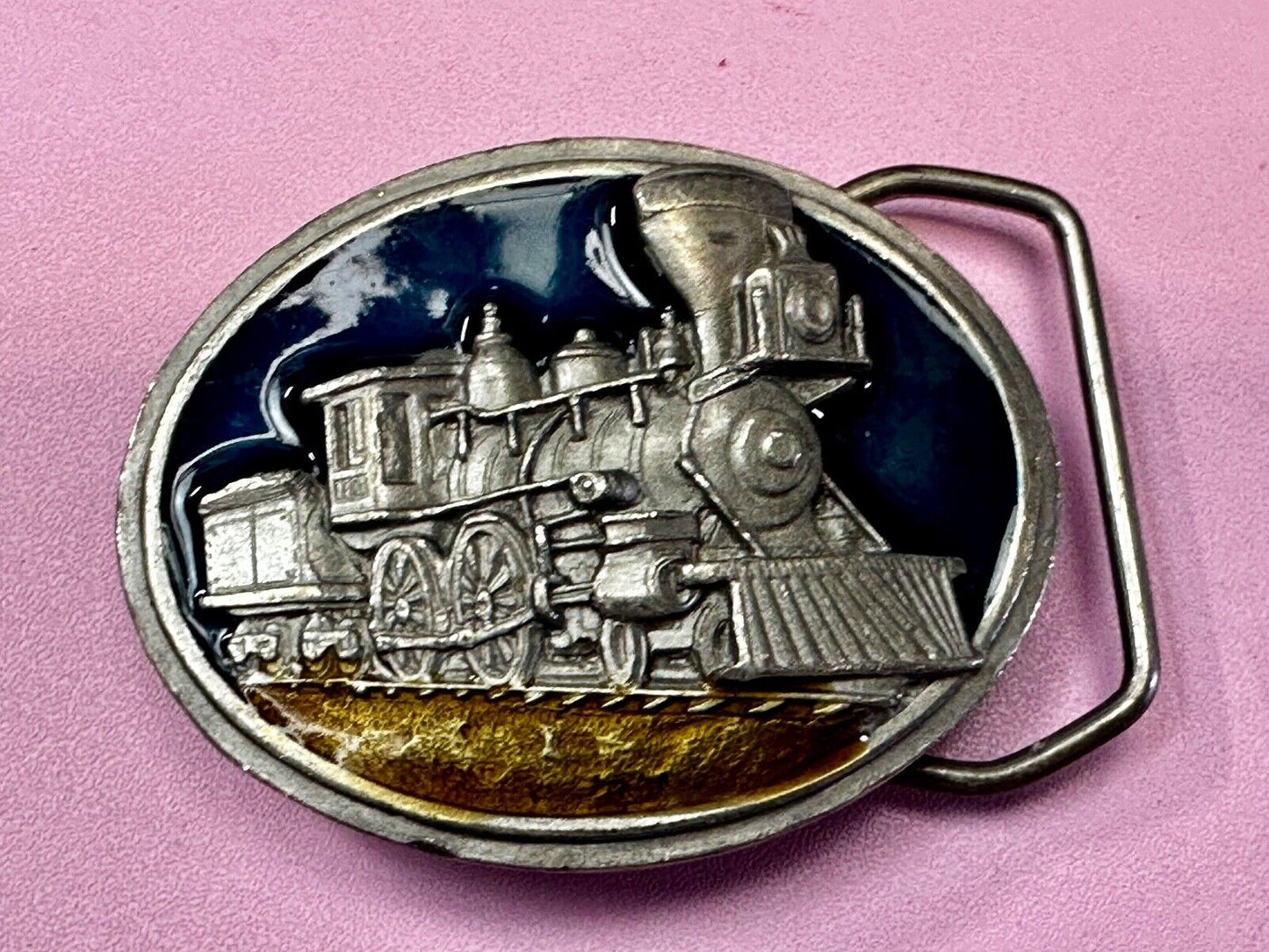 Train Steam Engine Coming Around the Mountain 1984 L-143 Bergamot Belt Buckle