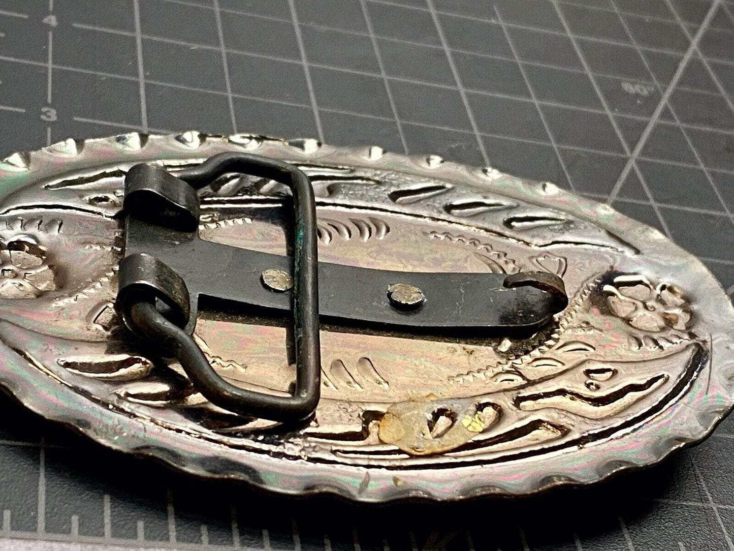 Vintage Horse Shoe WESTERN & COWBOY Mixed Metal BELT BUCKLE - claw accents 