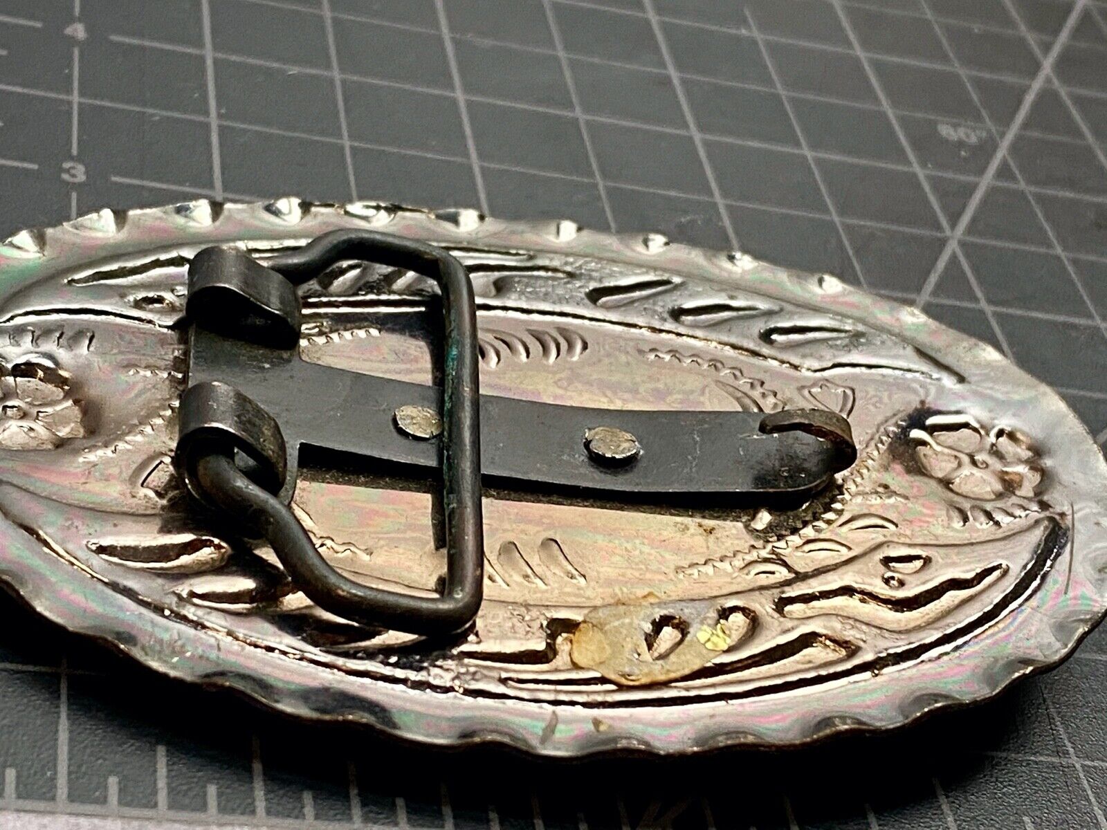 Vintage Horse Shoe WESTERN & COWBOY Mixed Metal BELT BUCKLE - claw accents 