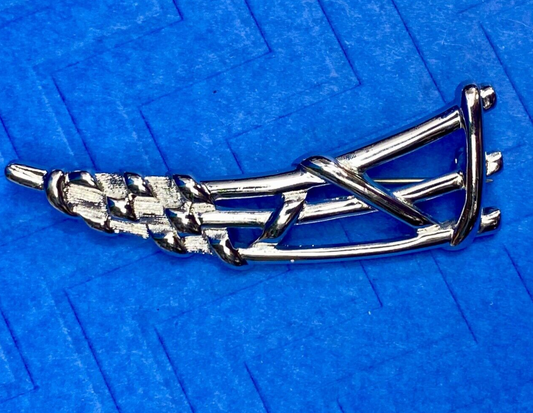 Abstract Retro Design 3 Level Silver Tone Brooch Pin by Monet