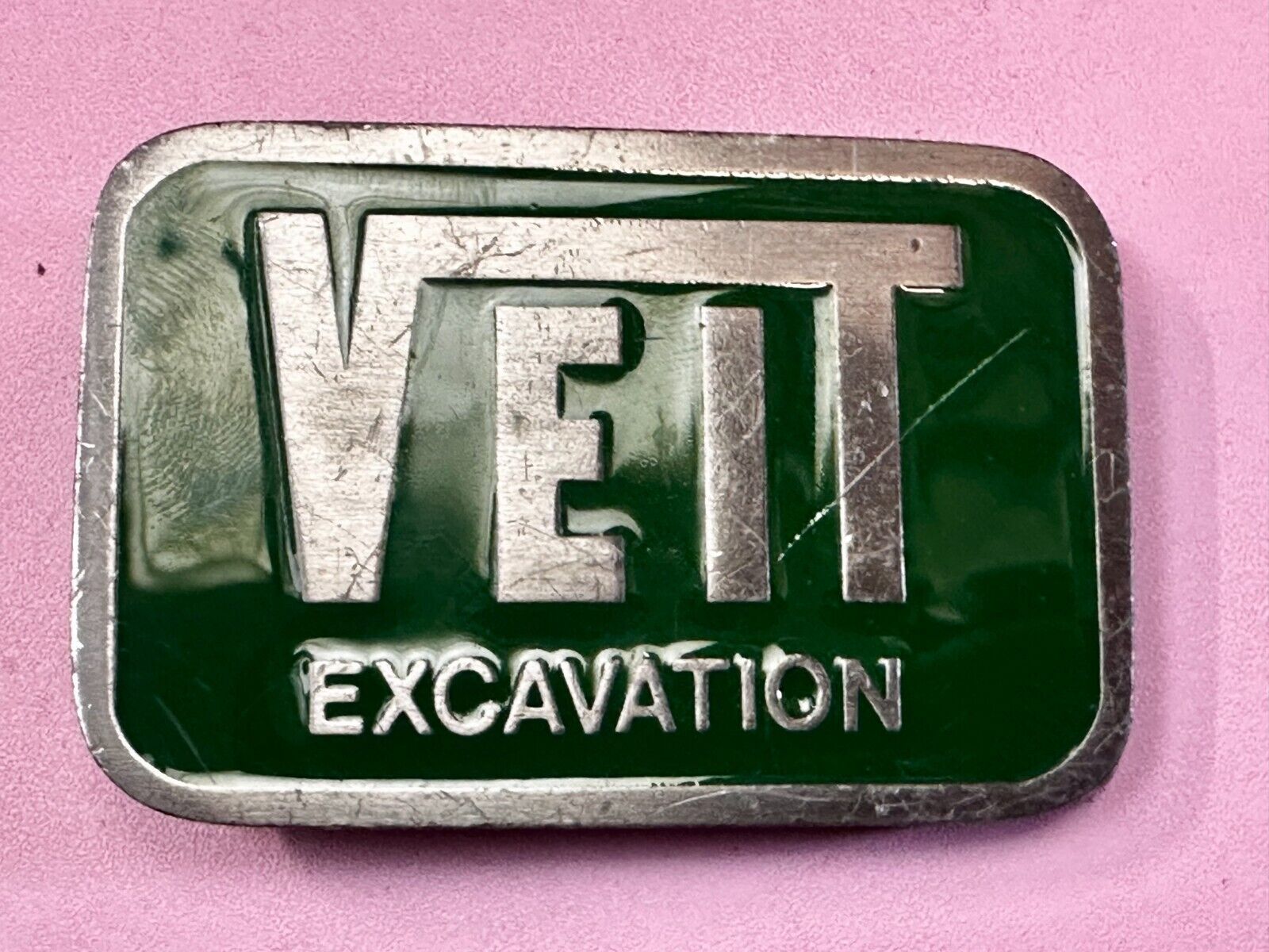 Veit Excavation Demolition Services Company Advertisement CD Hit Belt Buckle