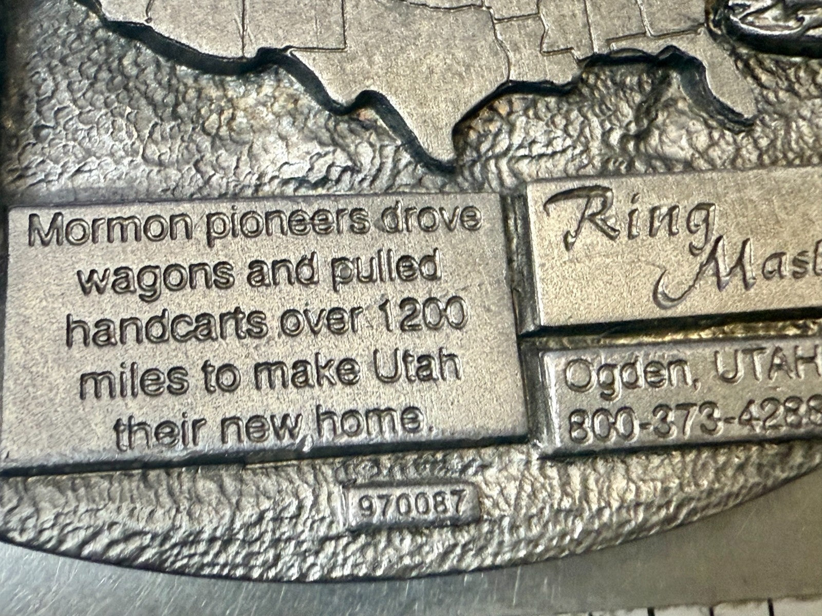 Utah State The Spirit of Pioneering 150 years Vintage Ring Masters Belt Buckle