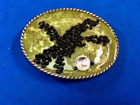 Unique IVAN western belt buckle - Stone Art Artisan pattern starfish design