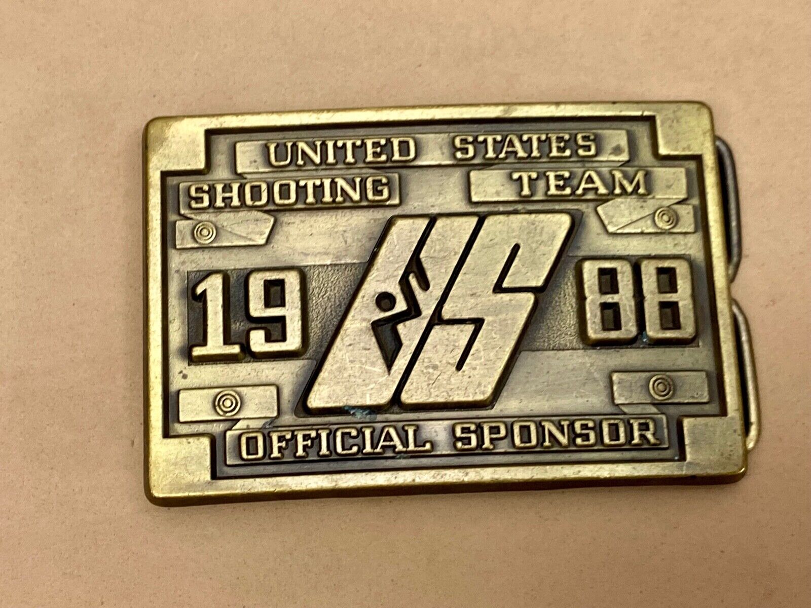 1988 Us Shooting Team Belt Buckle Official Sponsor 
