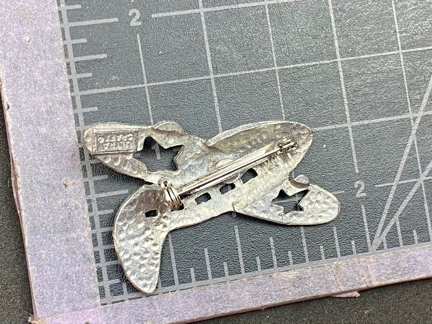 Ultra Craft Airplane Jet  cut out stars Vtg. Silver Tone Brooch Pin Star Wings