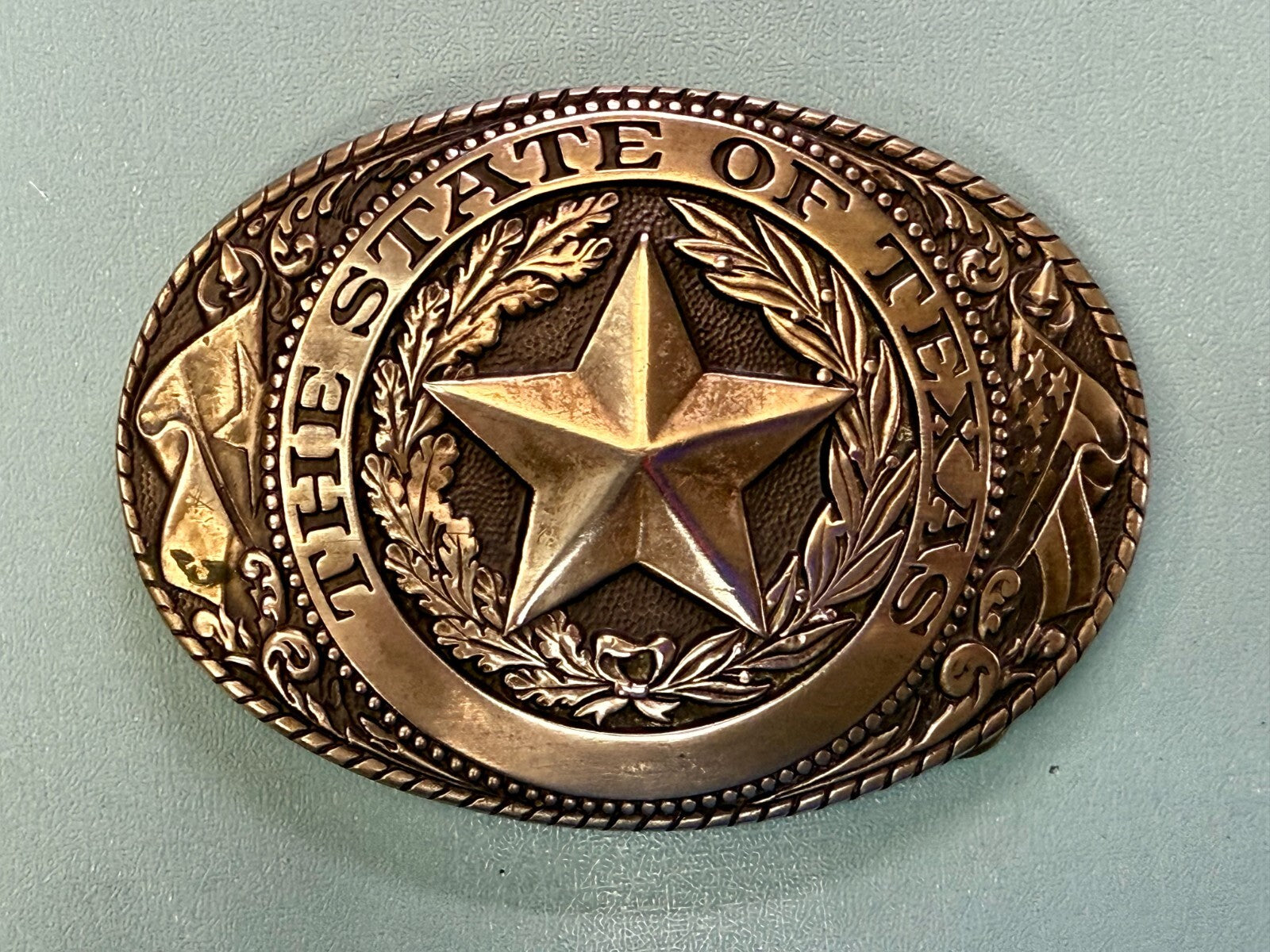 Texas Lone Star State Vintage Statehood Series Solid Brass Tony Lama Belt Buckle