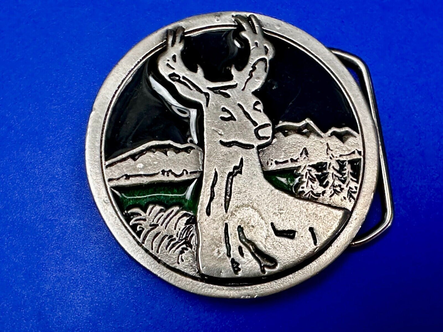 Abstract Deer Drawing Vintage Round Raised numbered Belt Buckle