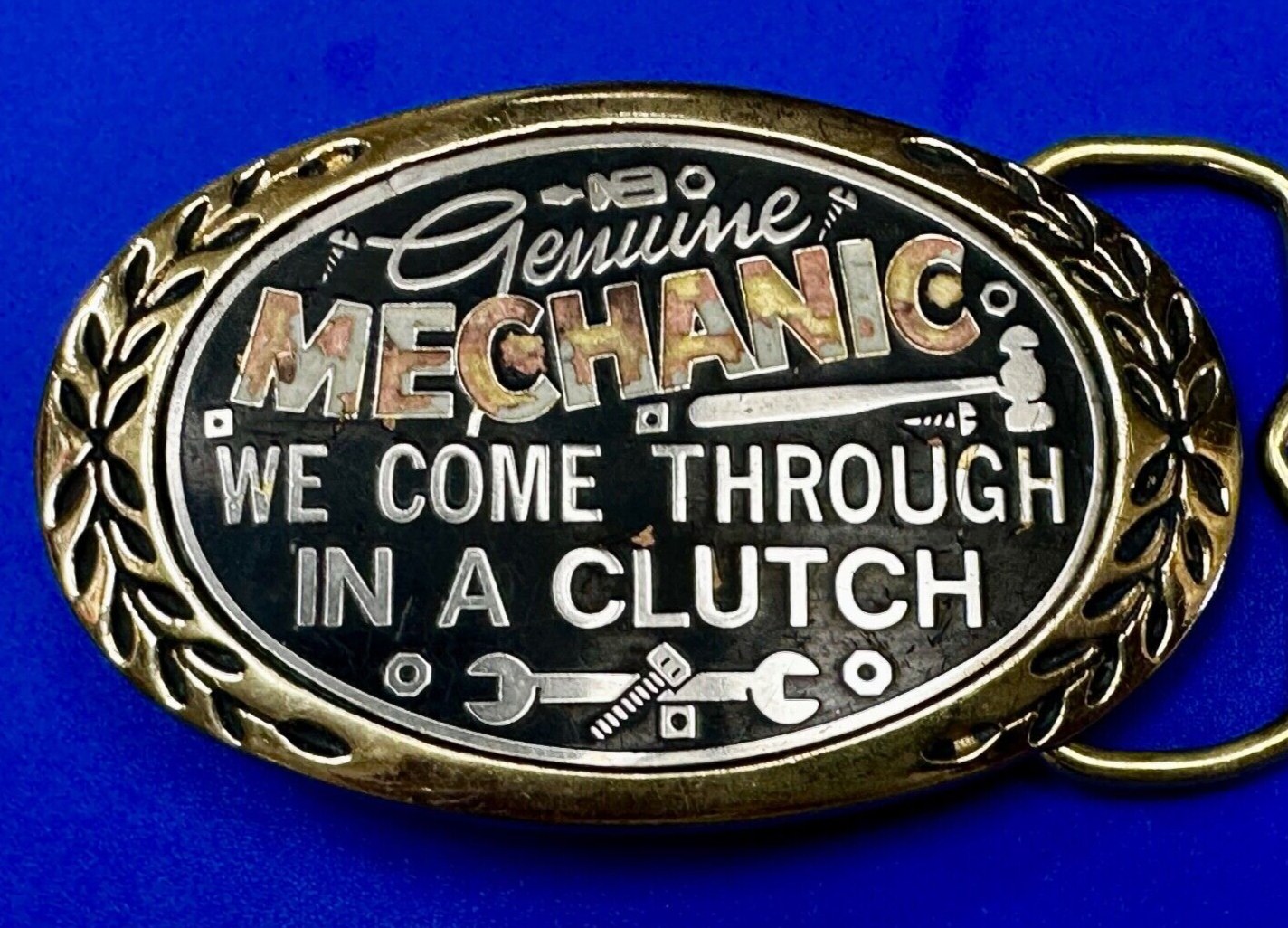A Genuine Mechanic We come through in a clutch -Aminco 1980 Brass Belt Buckle