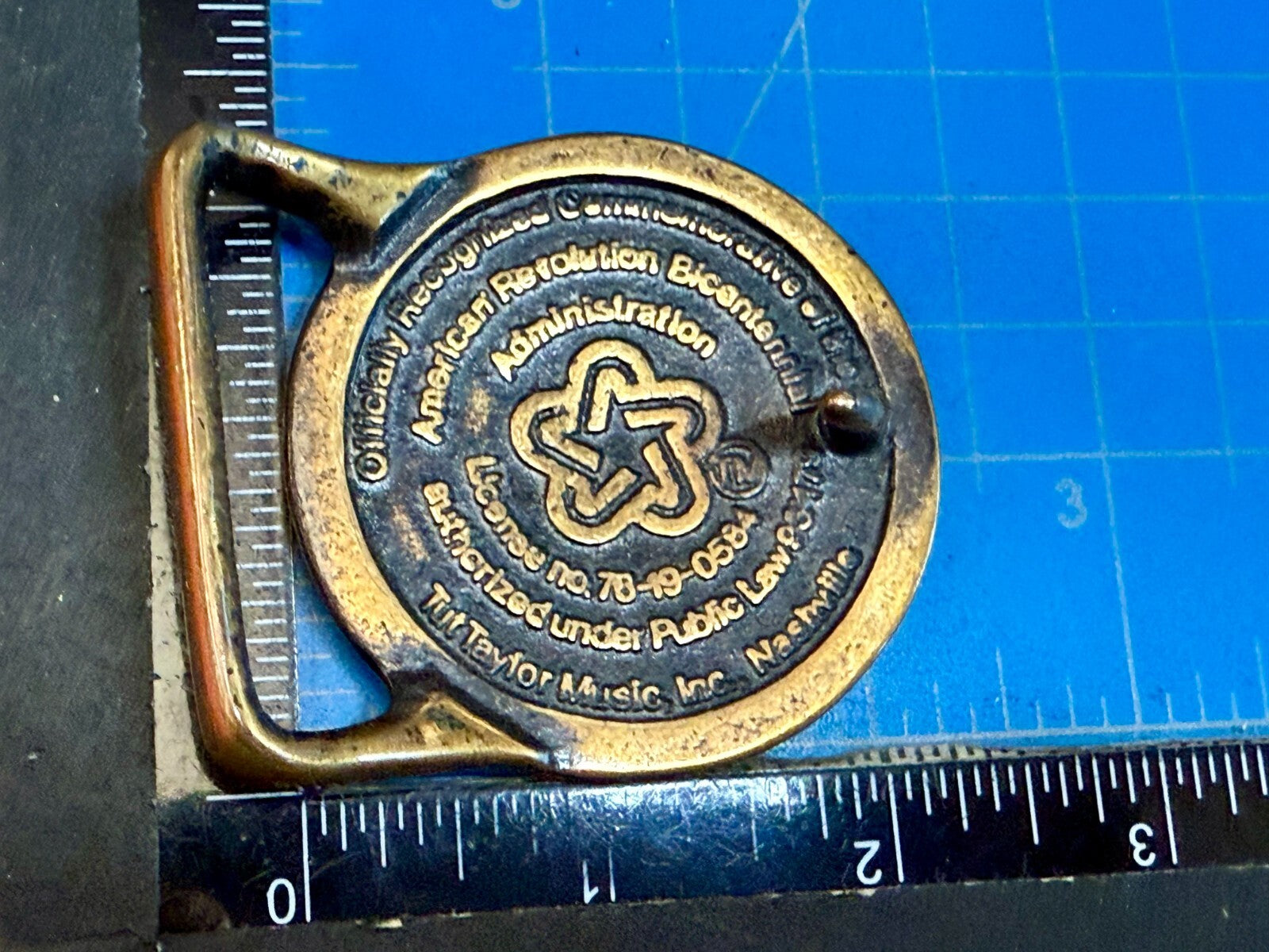 American Revolution Bicentennial Solid Brass Taylor Music Nashville Belt Buckle