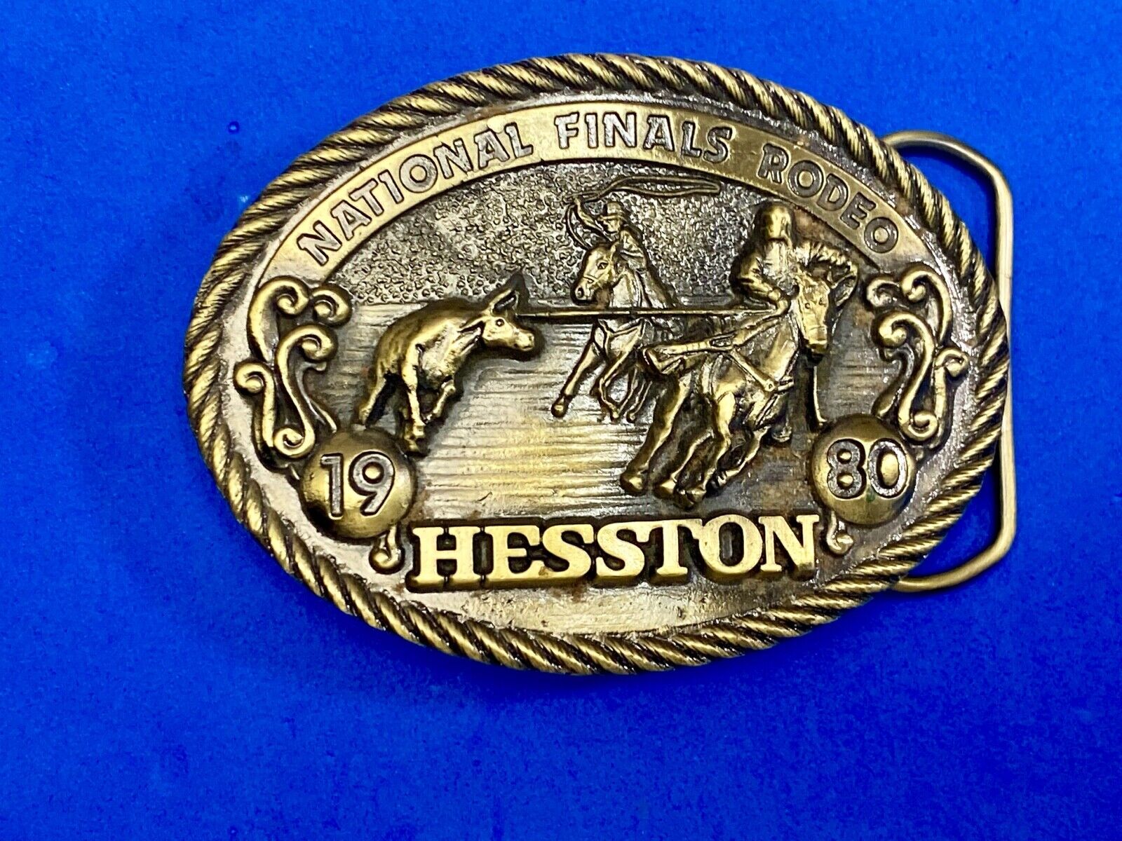 1980 Collectors Nfr National Finals Rodeo Hesston Belt Buckle 