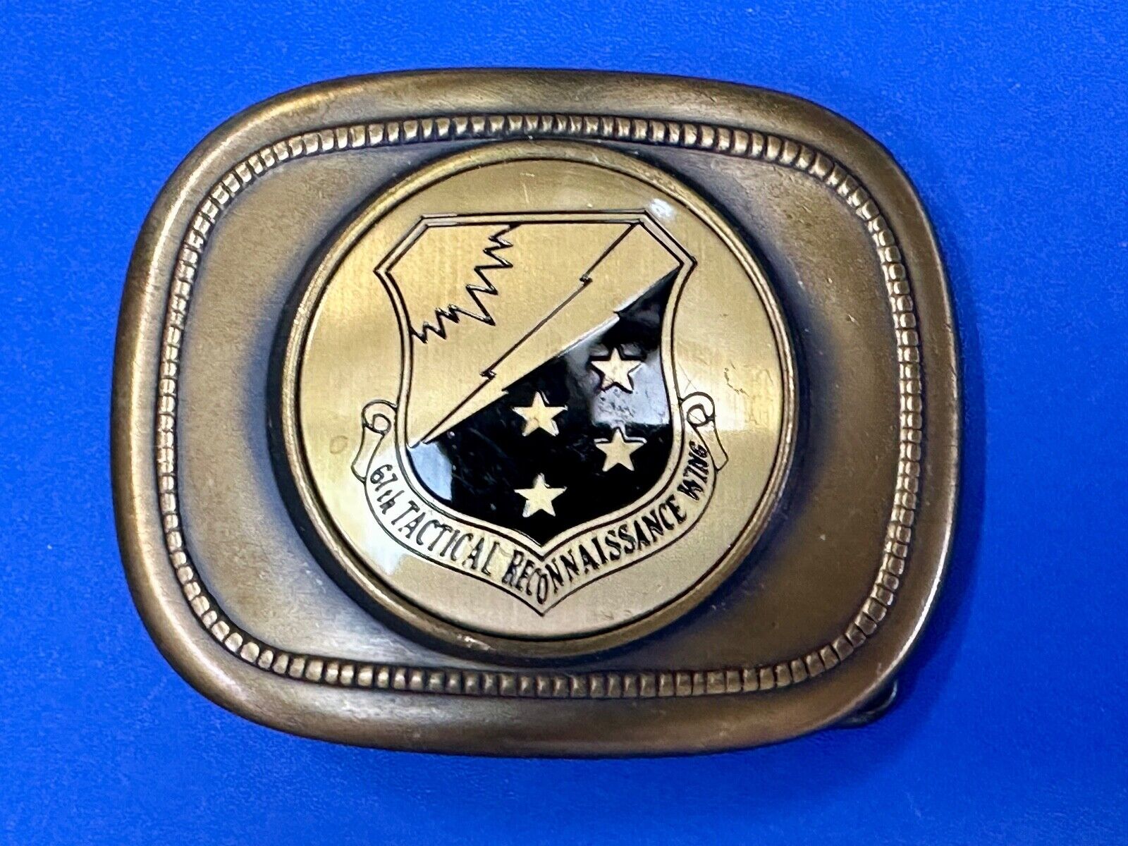 67th Tactical Reconnaissance Wing Dress Belt Buckle USAF Lux Ex Tenebris
