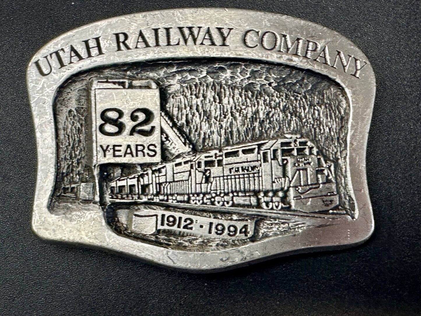 Utah Railway Co Vtg Train Railroad 82 Years - Gary Prazen Sculpture Belt Buckle