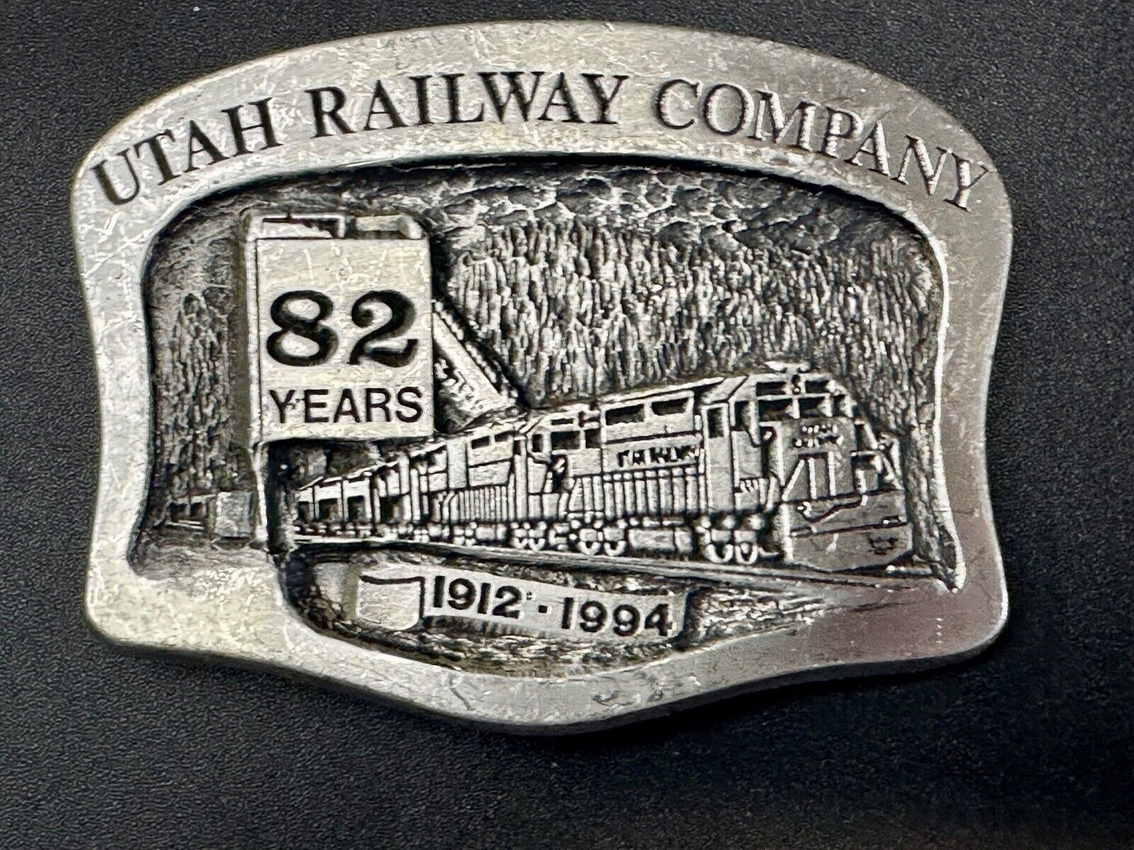 Utah Railway Co Vtg Train Railroad 82 Years - Gary Prazen Sculpture Belt Buckle