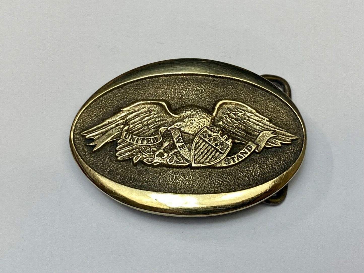 United we Stand - Patriotic American Eagle Solid brass Heritage Mint belt buckle