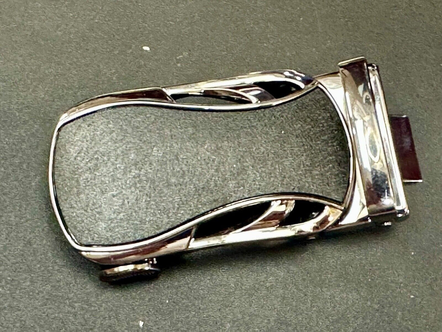 Automatic Ratchet Black & Silver Tone Replacement Dress Style Belt Buckle
