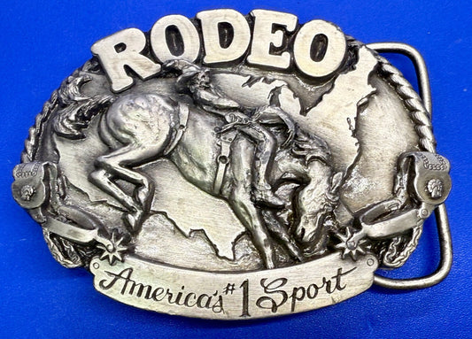 America's #1 Sports Rodeo Cowboy Bronc Rider Vintage 1983 Siskiyou Belt Buckle