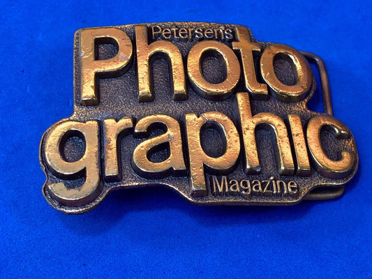 Vintage 1970’s. Petersens PHOTO GRAPHIC Magazine Advertising Logo Belt Buckle 