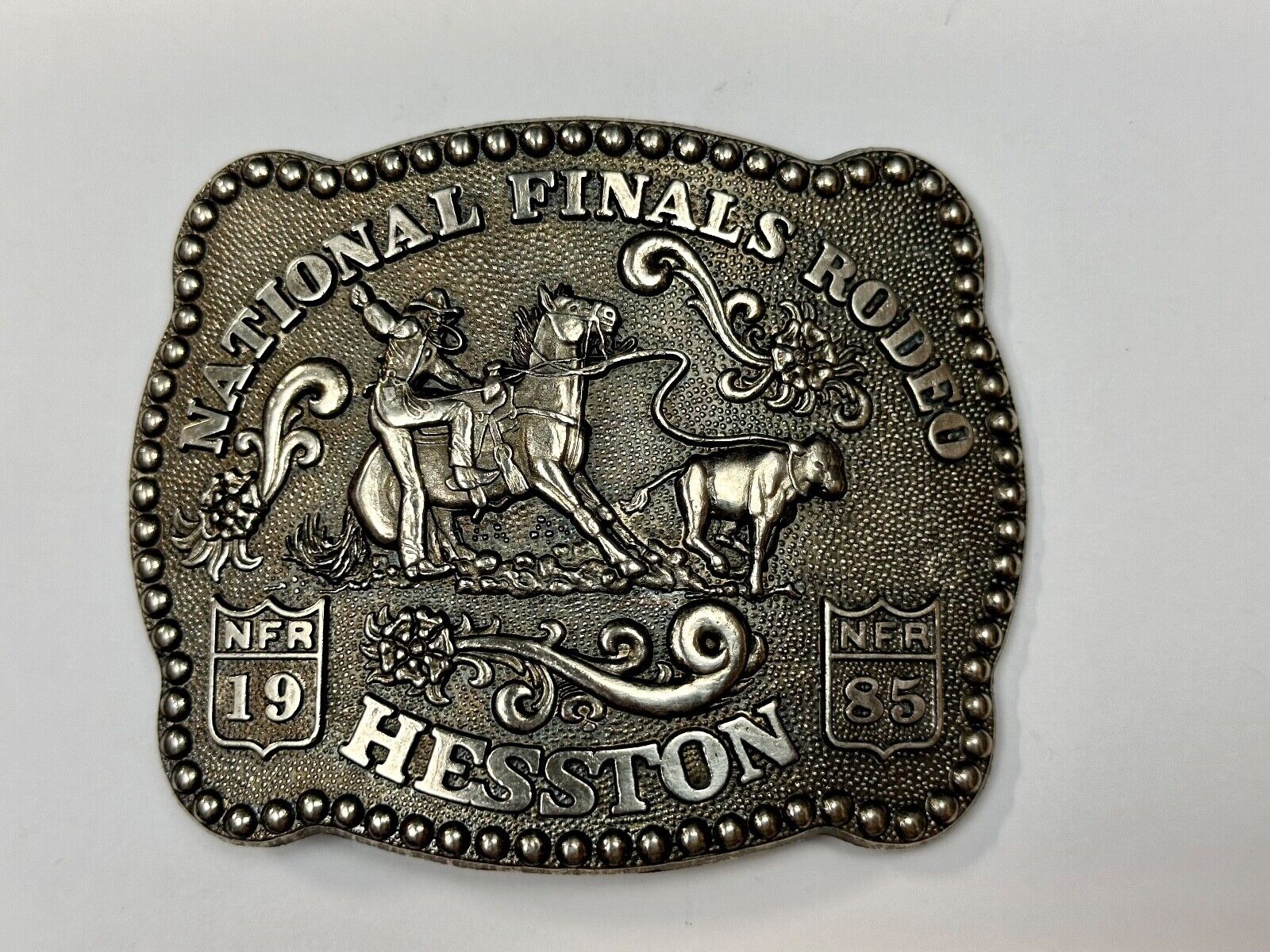 1985 NFR National Finals Rodeo Adult Size belt buckle by Fred Fellows