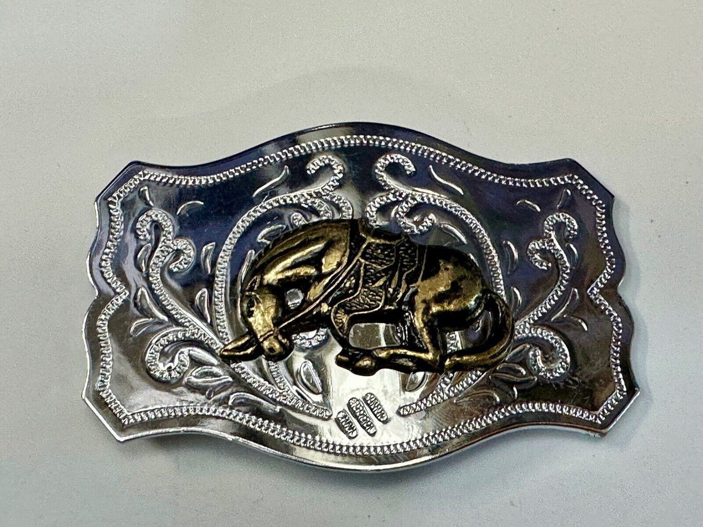 Two Tone Bucking Bronc Bronco Saddle Horse Rodeo vintage belt buckle