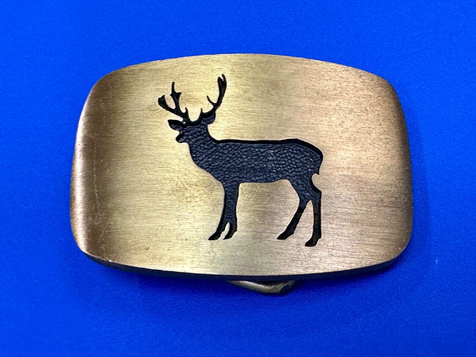 vintage Deer Elk Black outlined solid brass belt buckle by BTS
