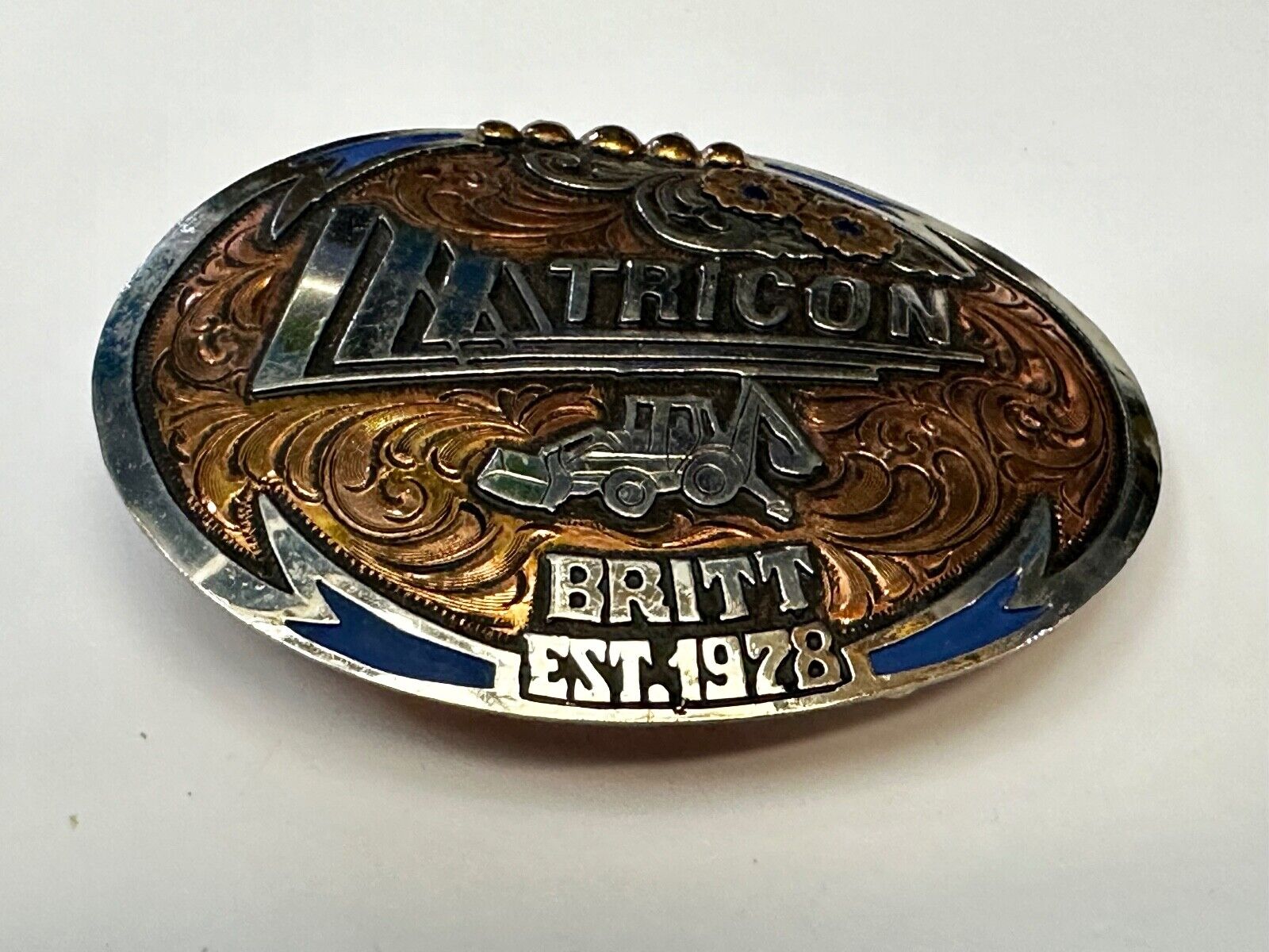 Tricon Bruitt Construction Equipment Trophy Award Belt Buckle by Red Bluff - war