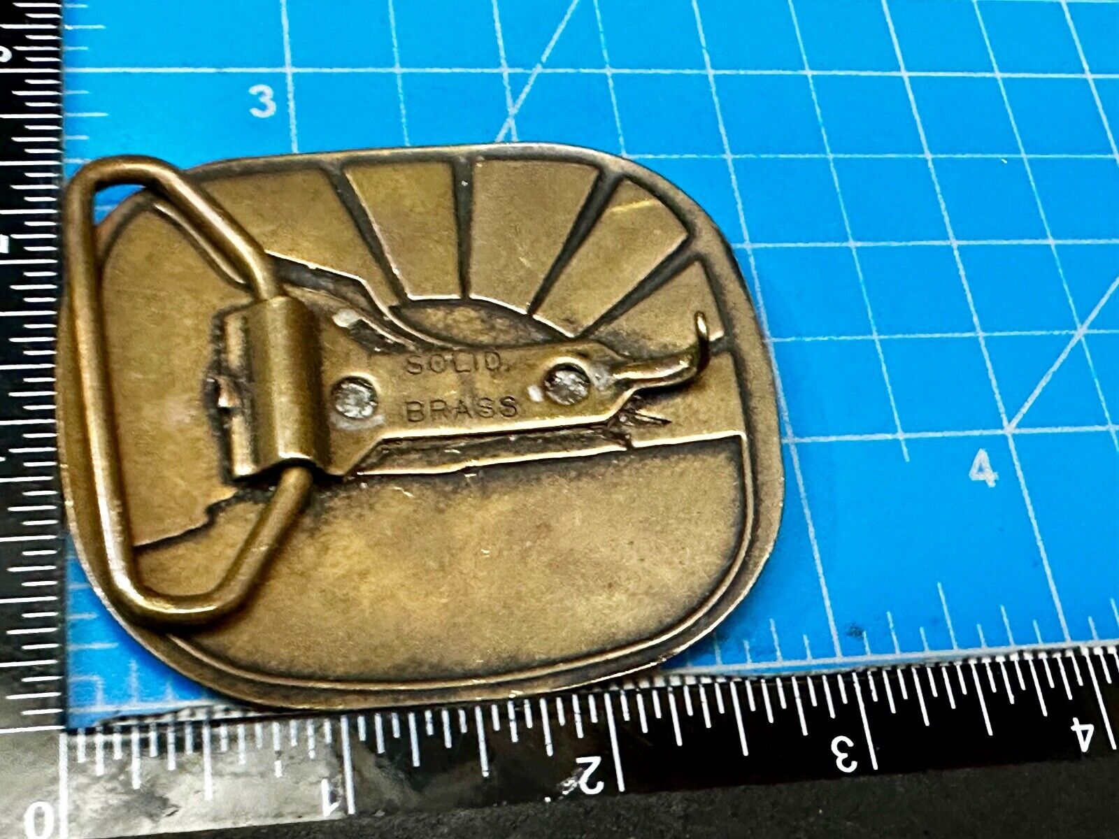 Abstract Eagle Over Sunset / Turtle Swimming Solid Brass Hippy Style Belt Buckle