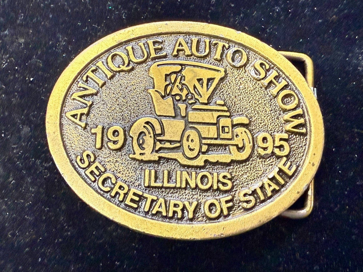 Antique Auto Show Secretary Illinois State 1995 Vintage Collectors Belt Buckle