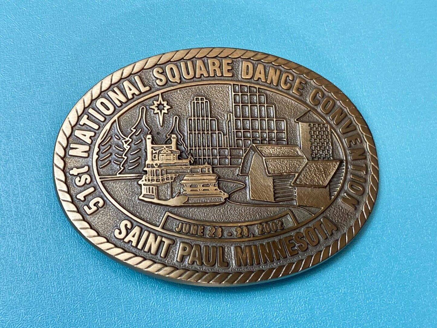 51st National Square Dance Convention belt buckle  Saint Paul Minnesota, 2002
